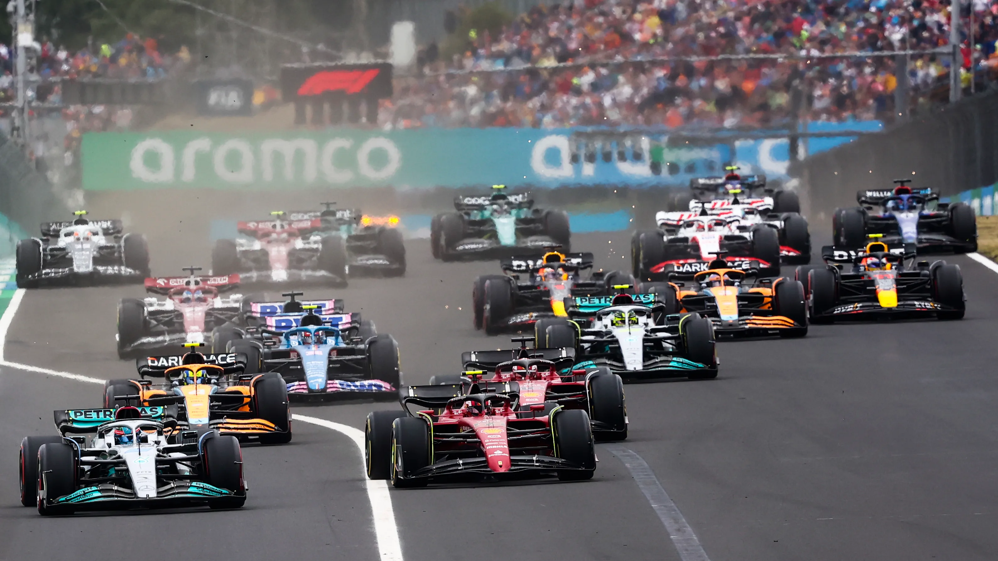 Start of the Formula 1 Hungarian the Formula 1 Hungarian Grand Prix at Hungaroring in Budapest,