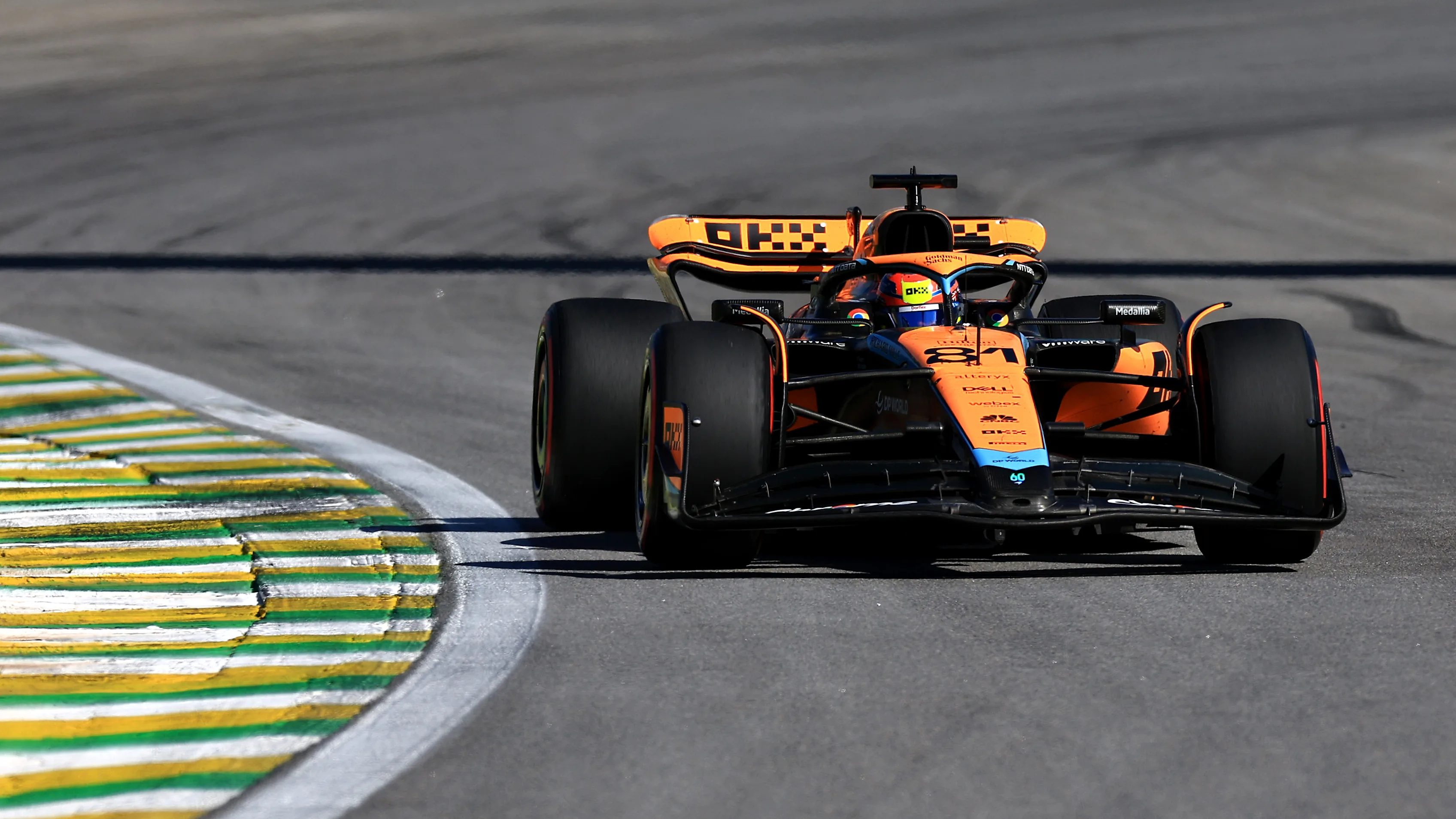 SAO PAULO, BRAZIL - NOVEMBER 05: Oscar Piastri of Australia driving the (81) McLaren MCL60 Mercedes