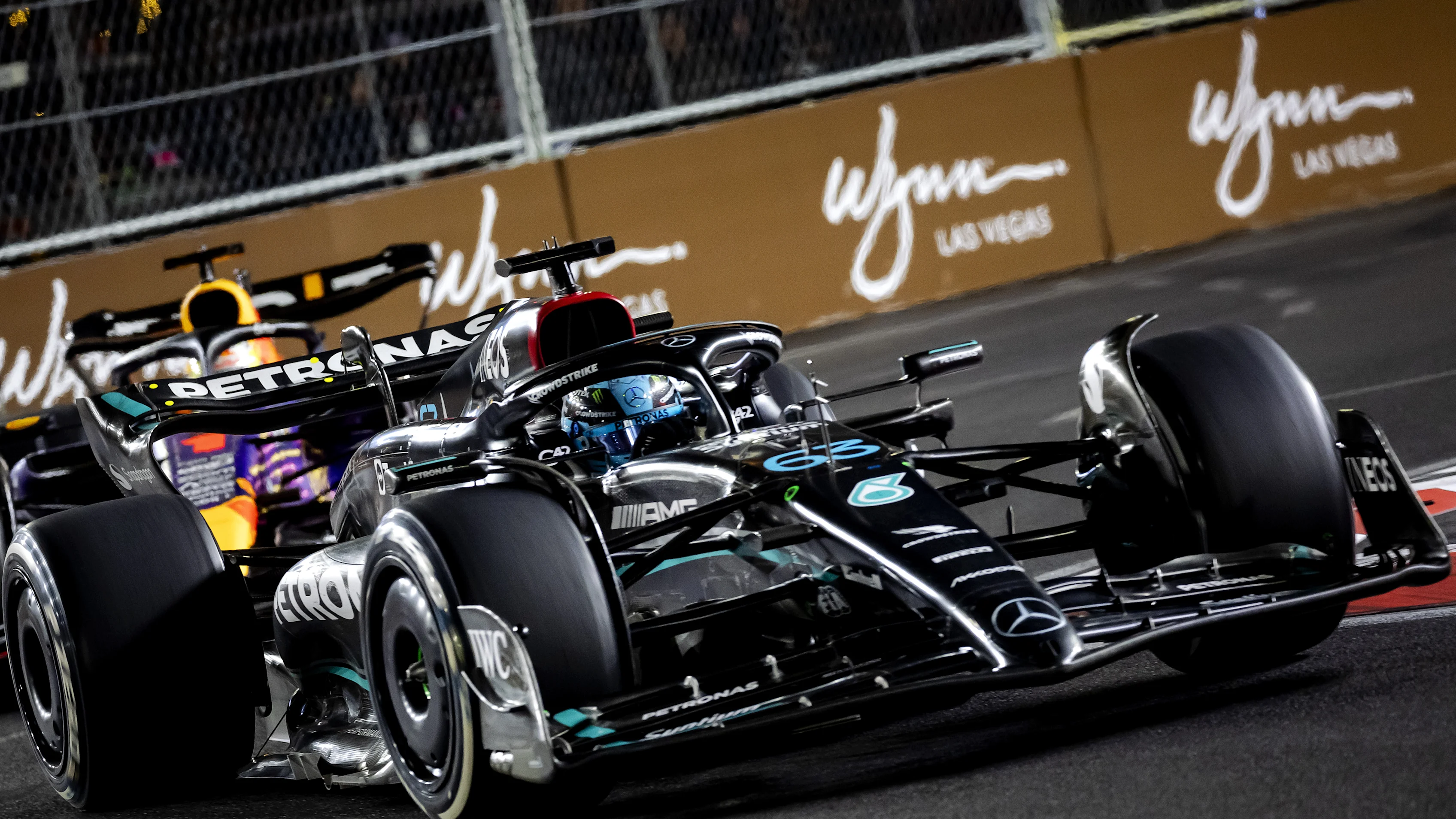 LAS VEGAS - George Russell (Mercedes) during the Las Vegas Formula 1 Grand Prix at the Las Vegas