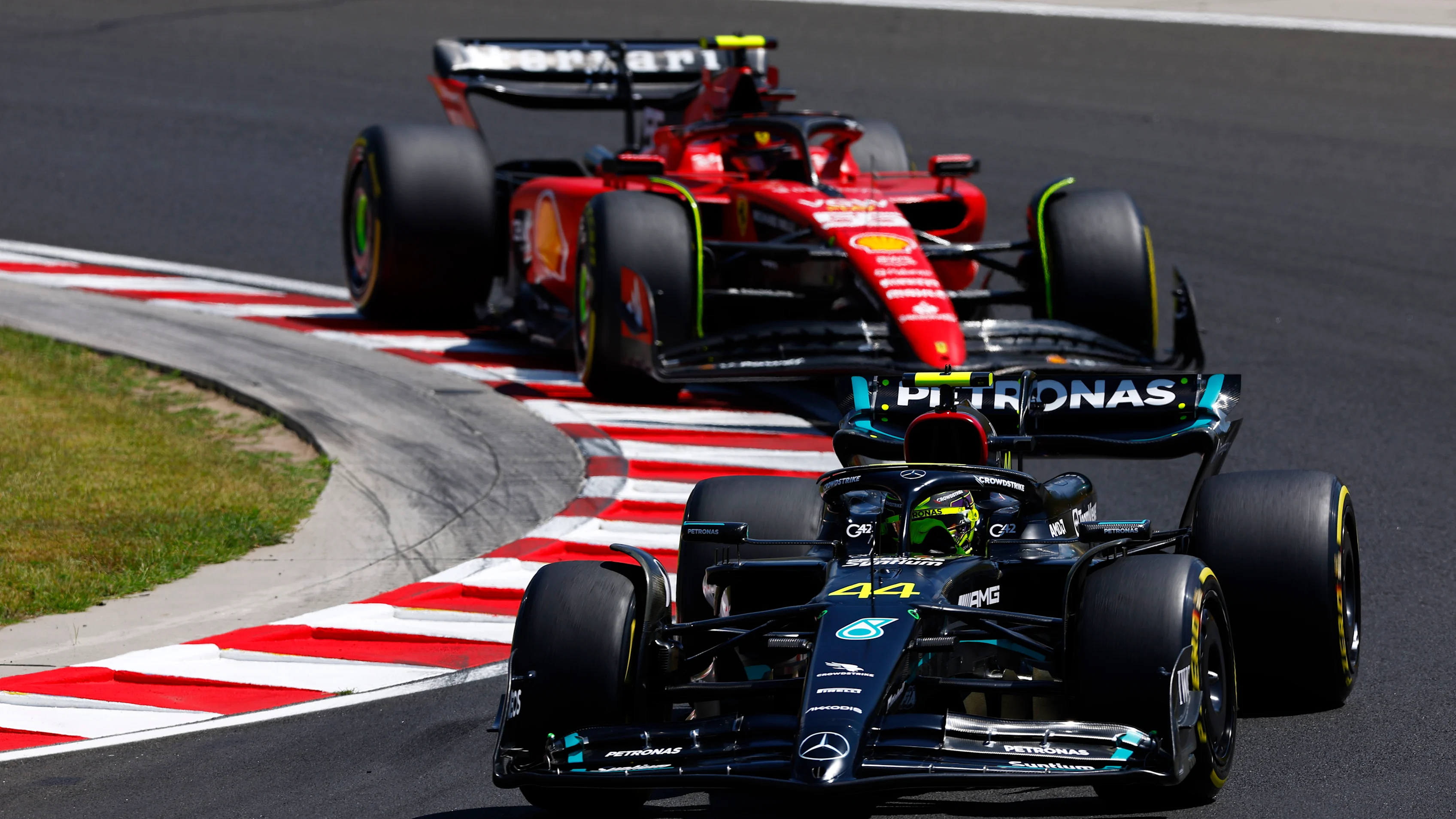 BUDAPEST, HUNGARY - JULY 22: Lewis Hamilton of Great Britain driving the (44) Mercedes AMG Petronas