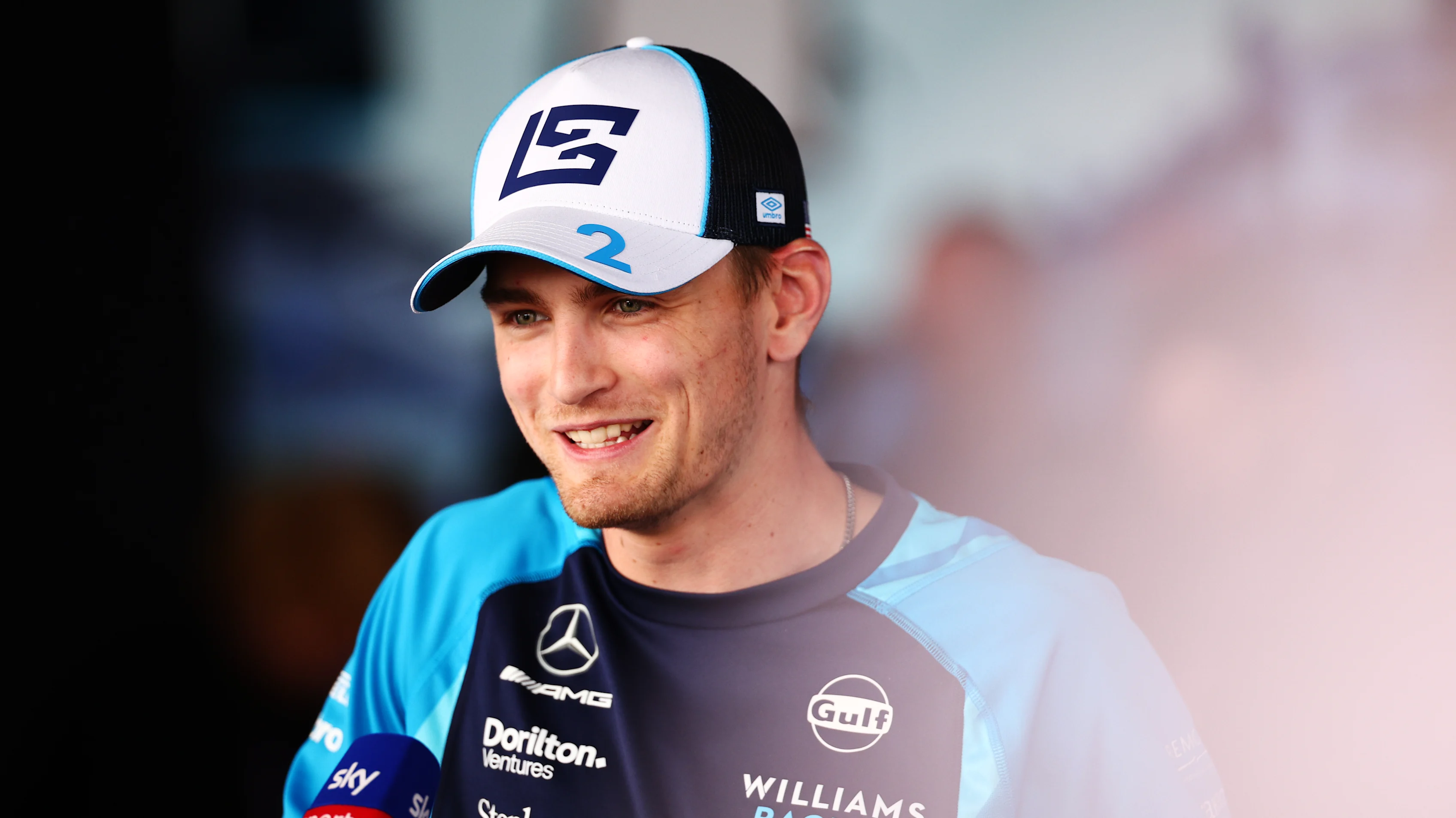 MEXICO CITY, MEXICO - OCTOBER 26: Logan Sargeant of United States and Williams talks to the media