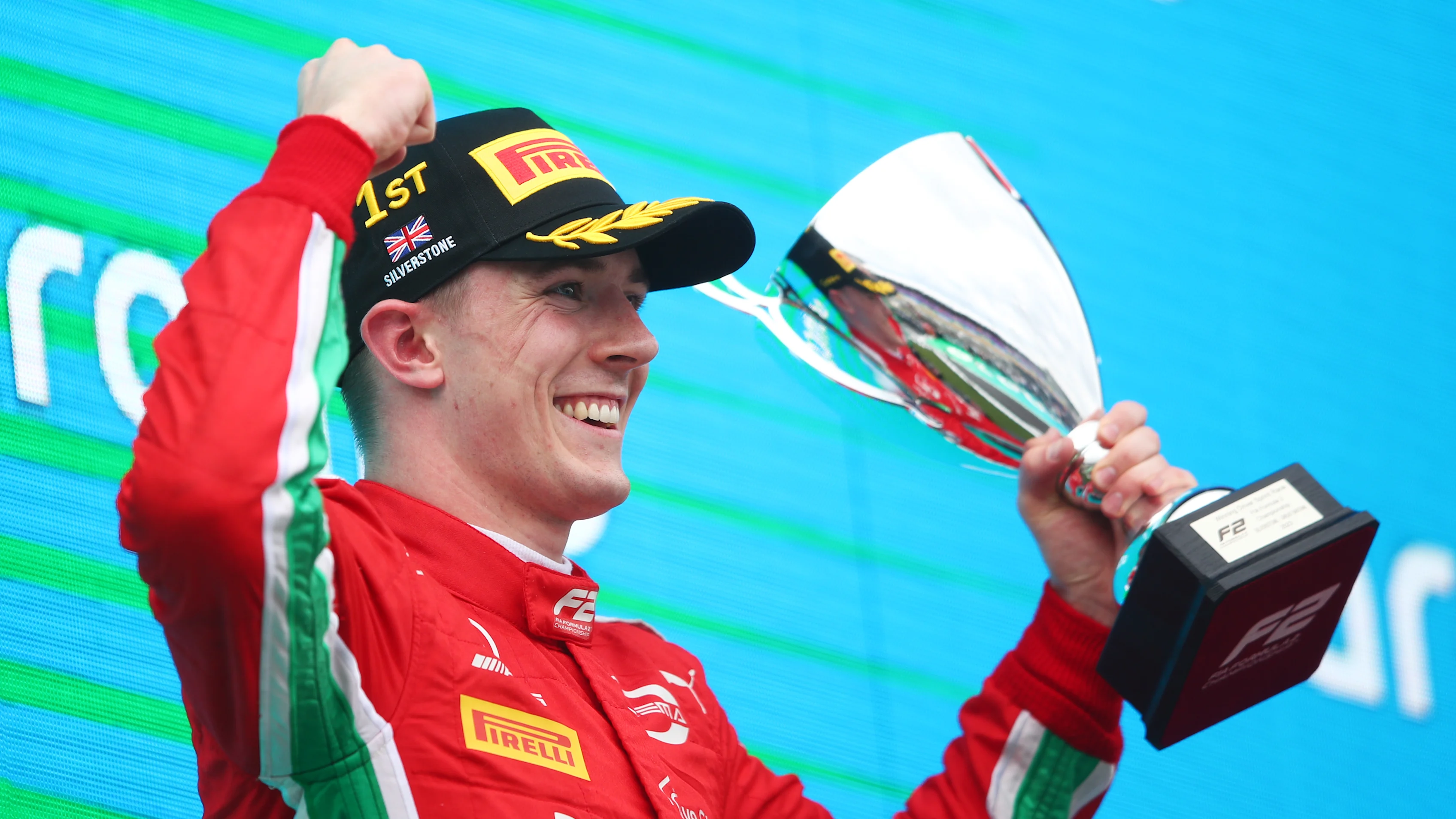NORTHAMPTON, ENGLAND - JULY 08: Race winner Frederik Vesti of Denmark and PREMA Racing (7)