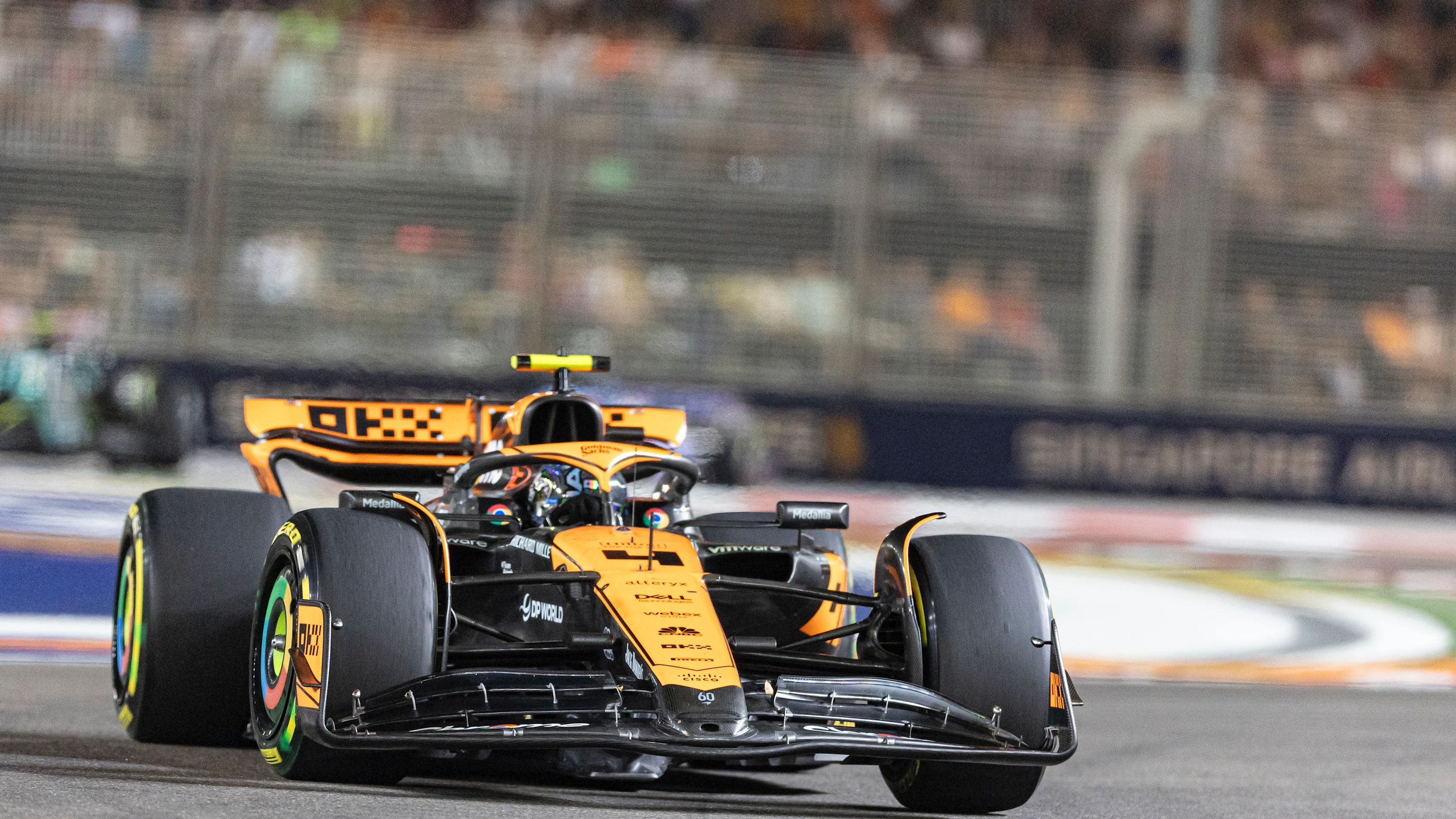 SINGAPORE, SINGAPORE - SEPTEMBER 17: Lando Norris of Great Britain driving the (4) McLaren F1 Team