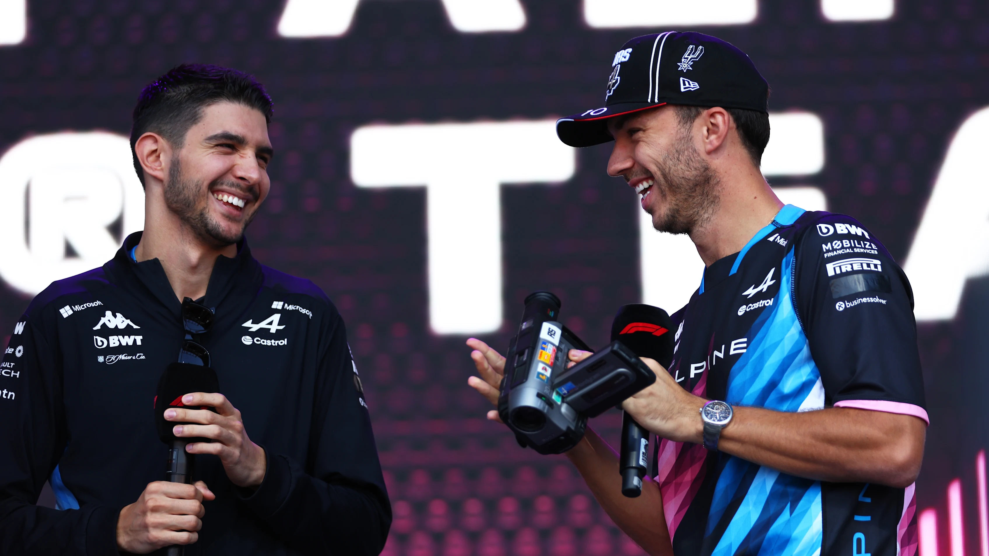 AUSTIN, TEXAS - OCTOBER 19: Pierre Gasly of France and Alpine F1 and Esteban Ocon of France and