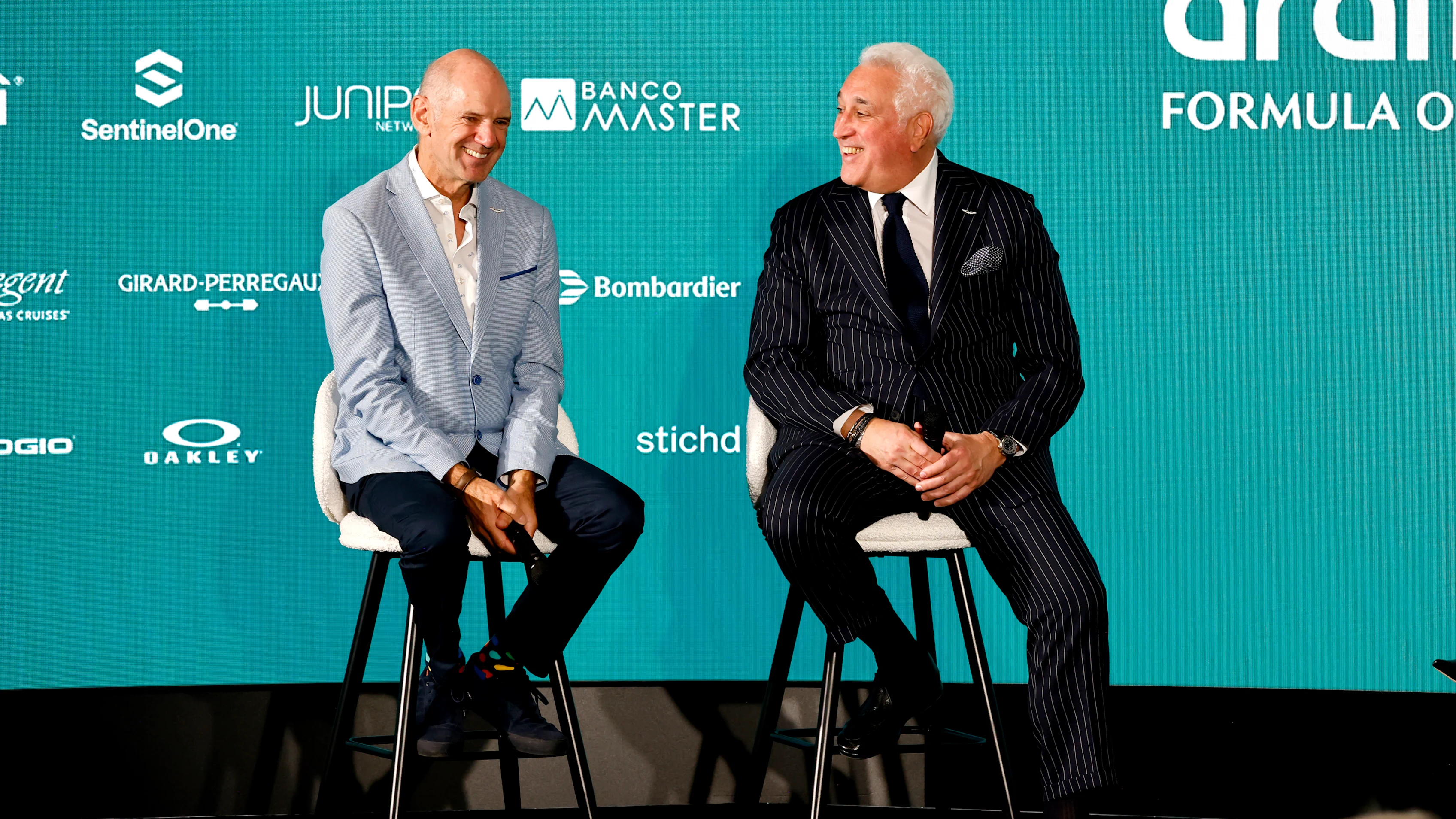 SILVERSTONE, ENGLAND - SEPTEMBER 10: Adrian Newey and Lawrence Stroll, Owner, Aston Martin F1 Team,