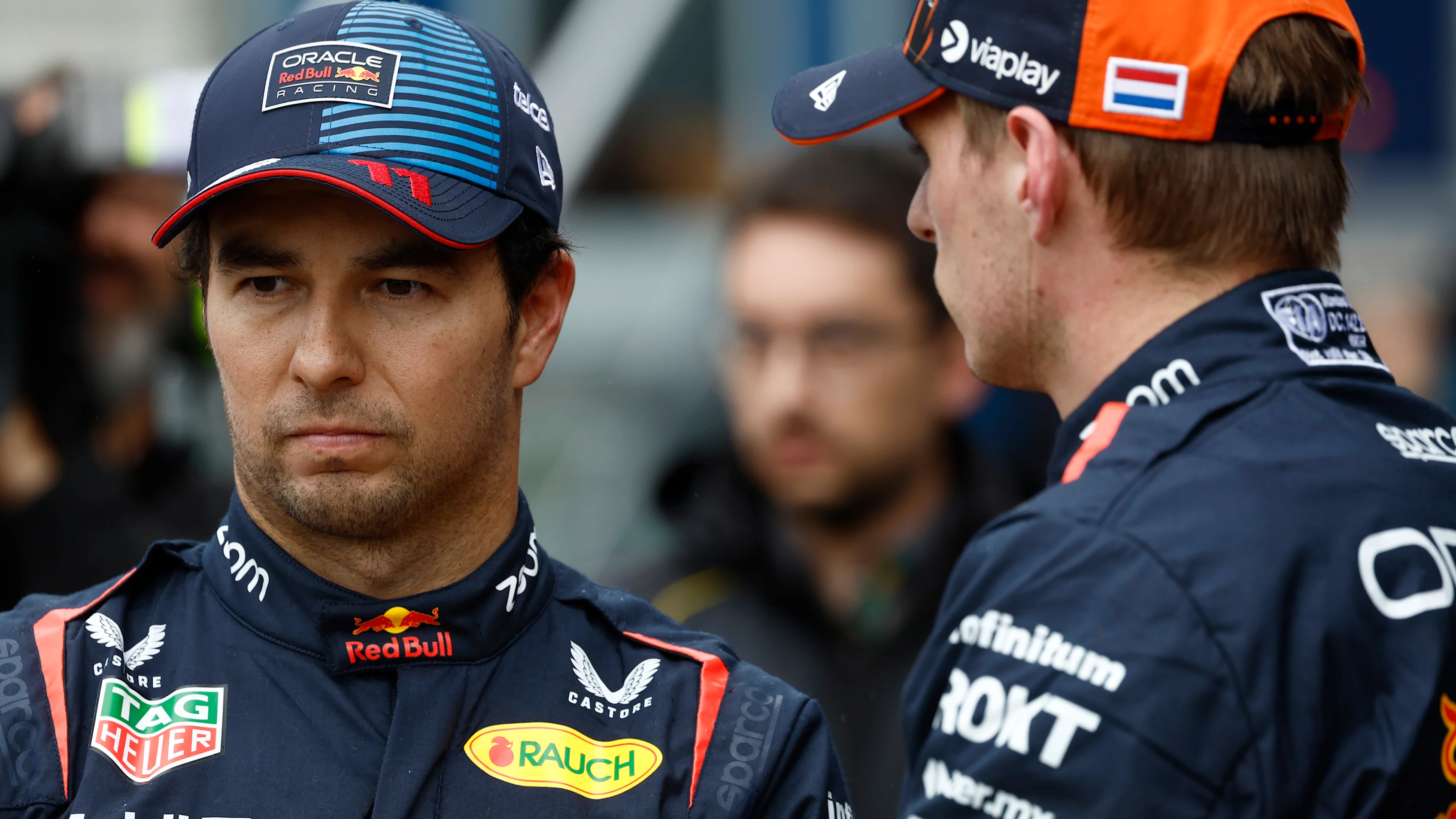 CIRCUIT DE SPA FRANCORCHAMPS, BELGIUM - JULY 27: Sergio Perez, Red Bull Racing, and pole man Max