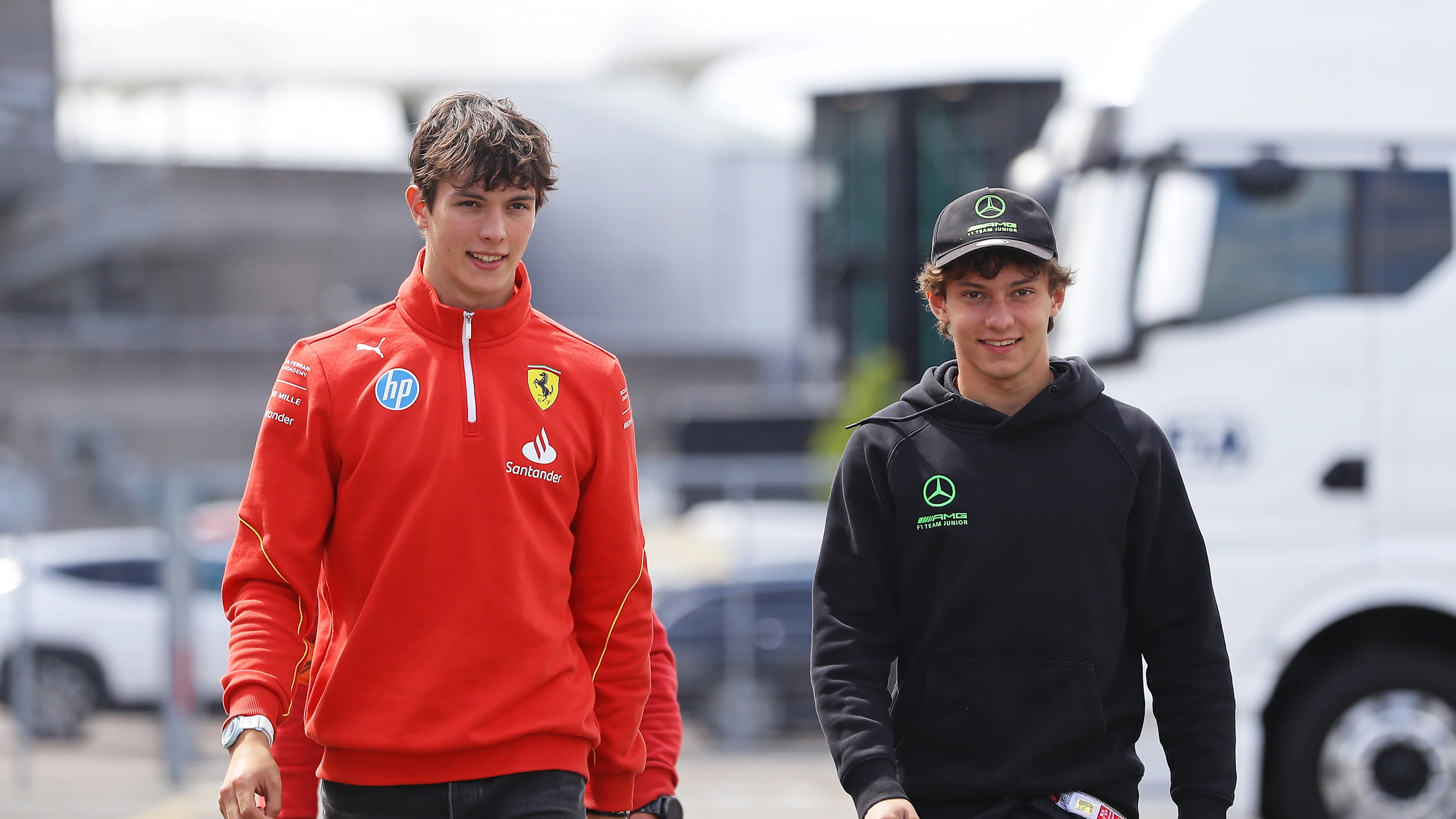 NORTHAMPTON, ENGLAND - JULY 04: Oliver Bearman of Great Britain and PREMA Racing (3) and Andrea