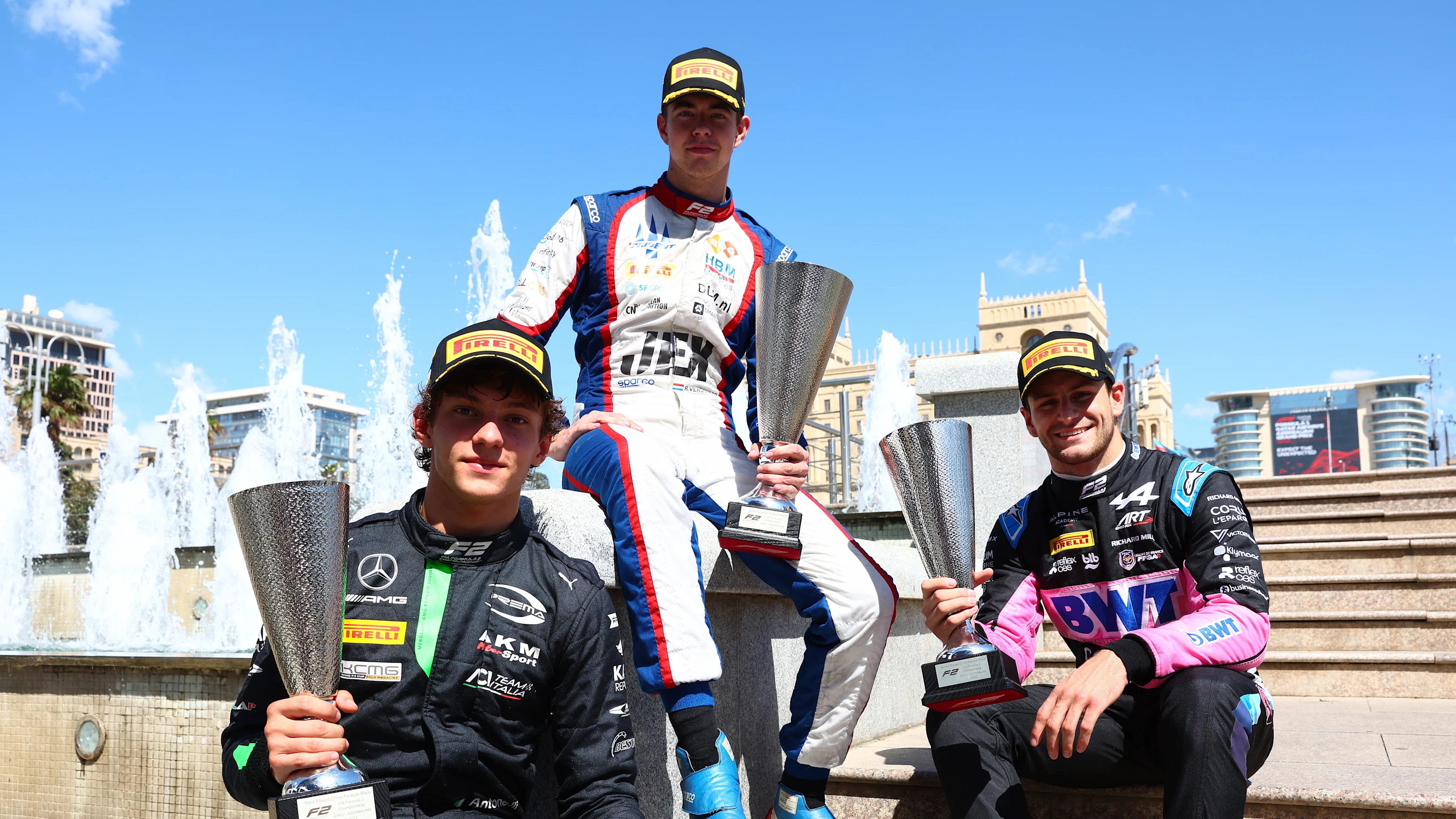 BAKU, AZERBAIJAN - SEPTEMBER 15: Race winner Richard Verschoor of Netherlands and Trident (22),