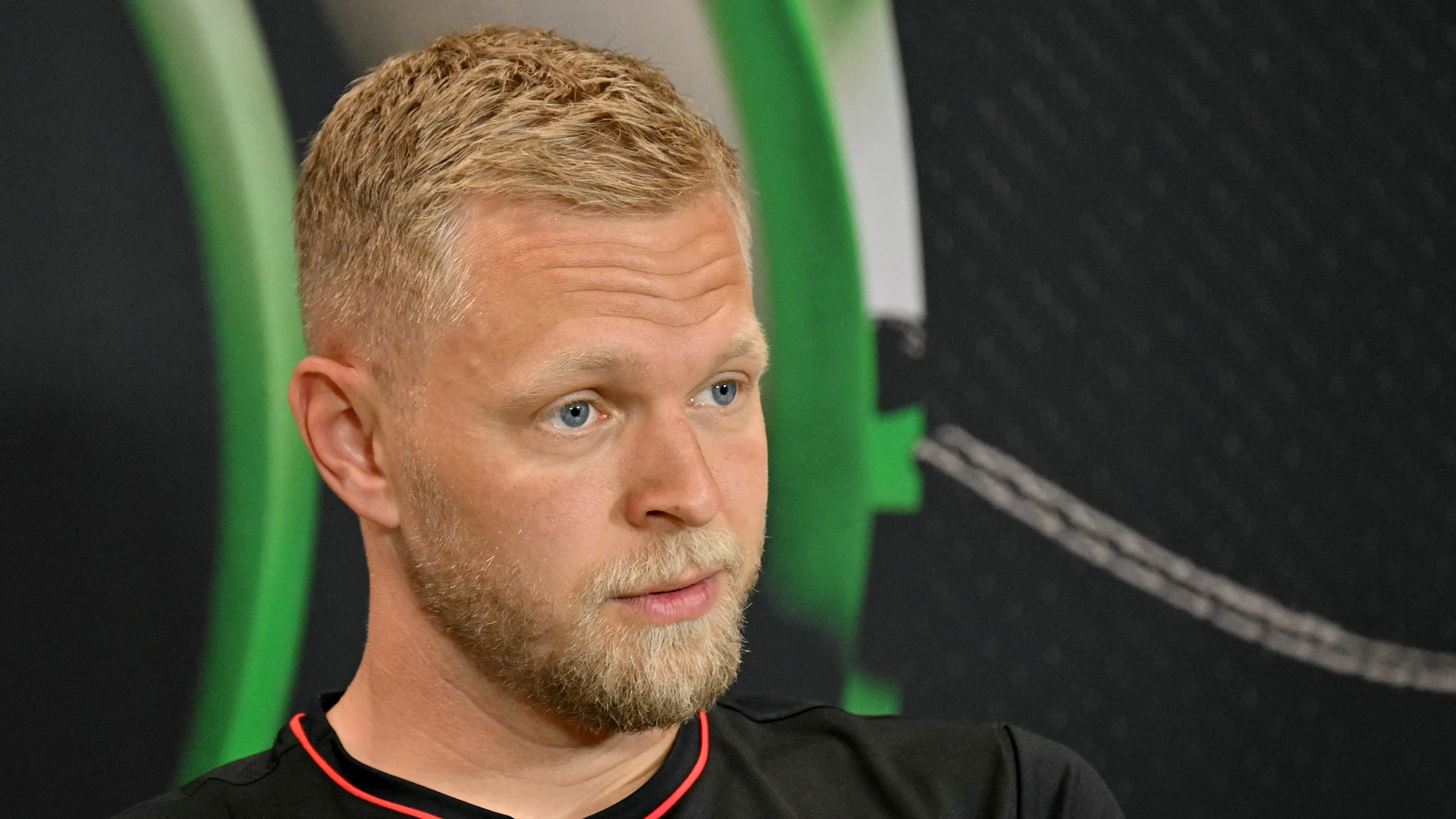 Danish driver Kevin Magnussen attends a press conference at the Autodromo Internazionale Enzo e