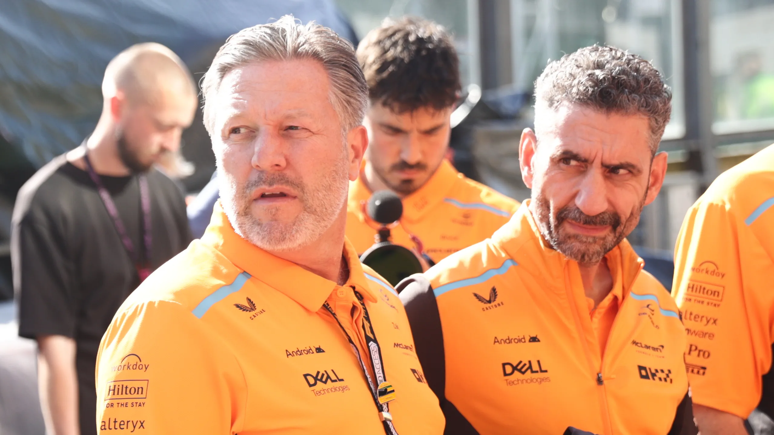 Zak Brown and Andrea Stella after the Formula 1 Belgian Grand Prix at Spa-Francorchamps in Spa,