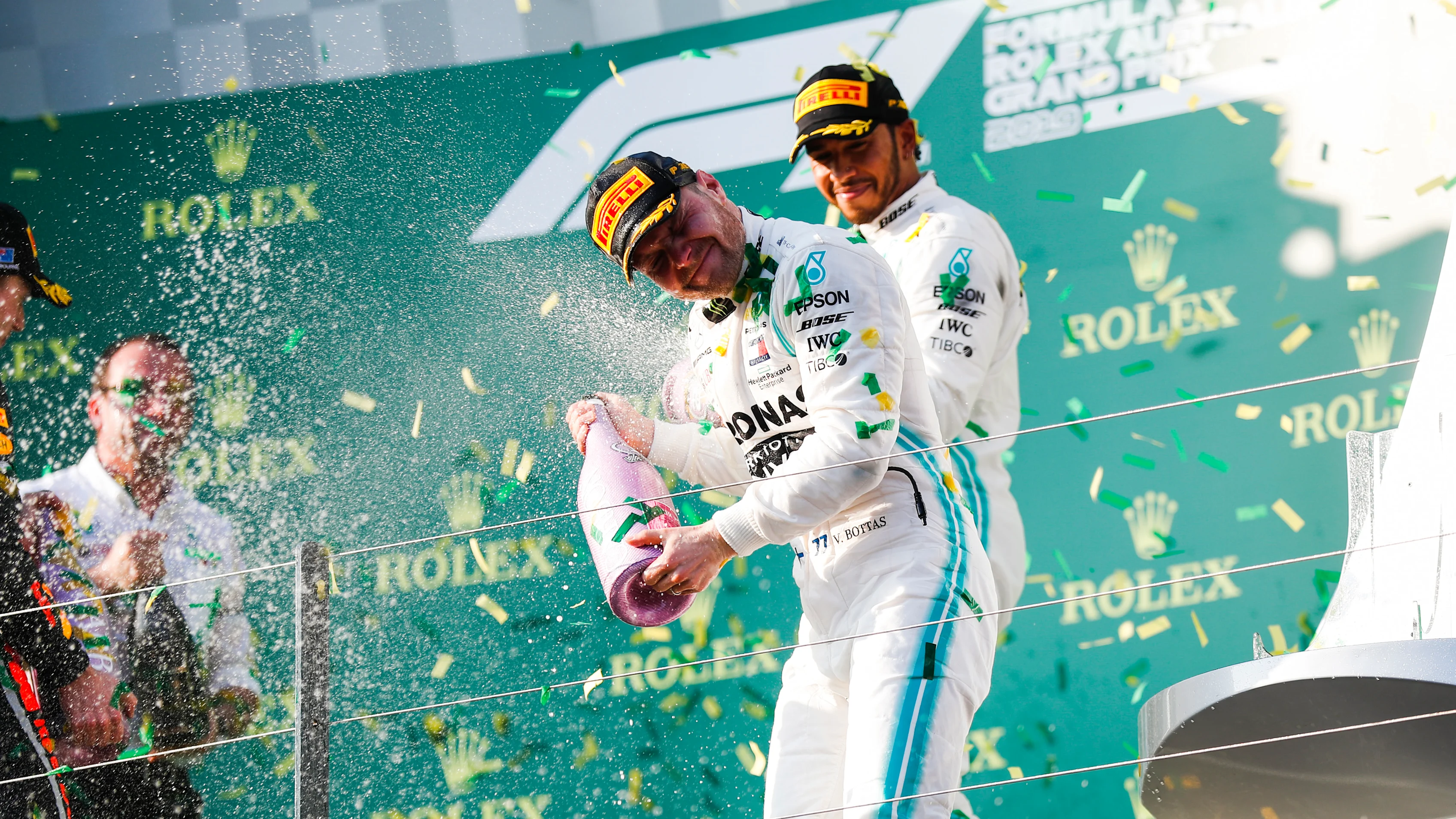 MELBOURNE GRAND PRIX CIRCUIT, AUSTRALIA - MARCH 17: Valtteri Bottas, Mercedes AMG F1, 1st position,