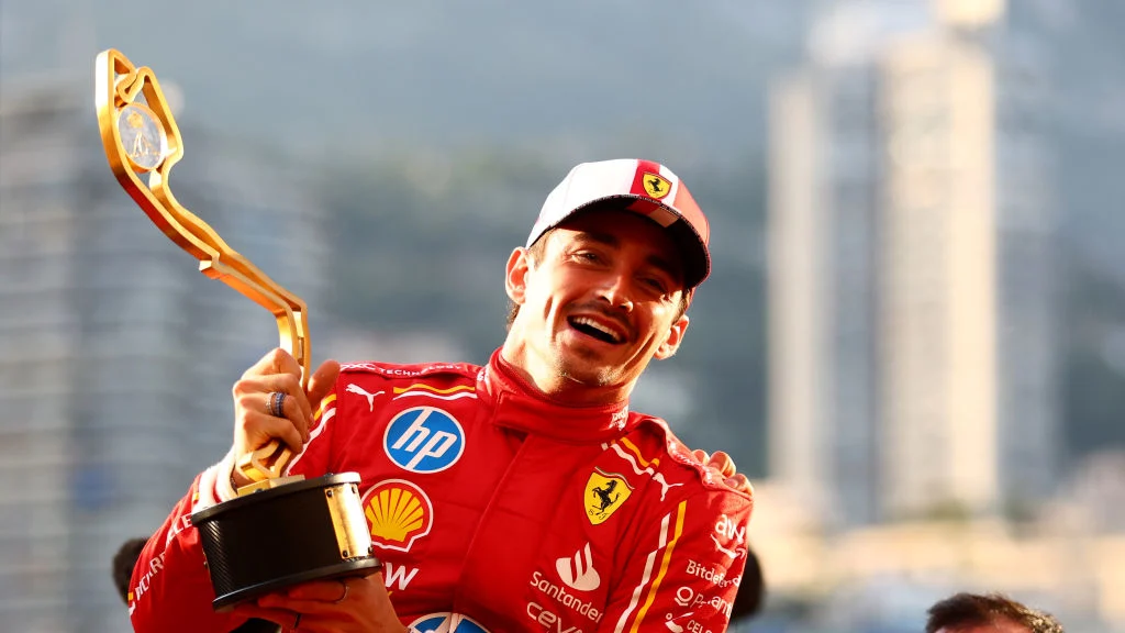 MONTE-CARLO, MONACO - MAY 26: Race winner Charles Leclerc of Monaco and Ferrari celebrates with his