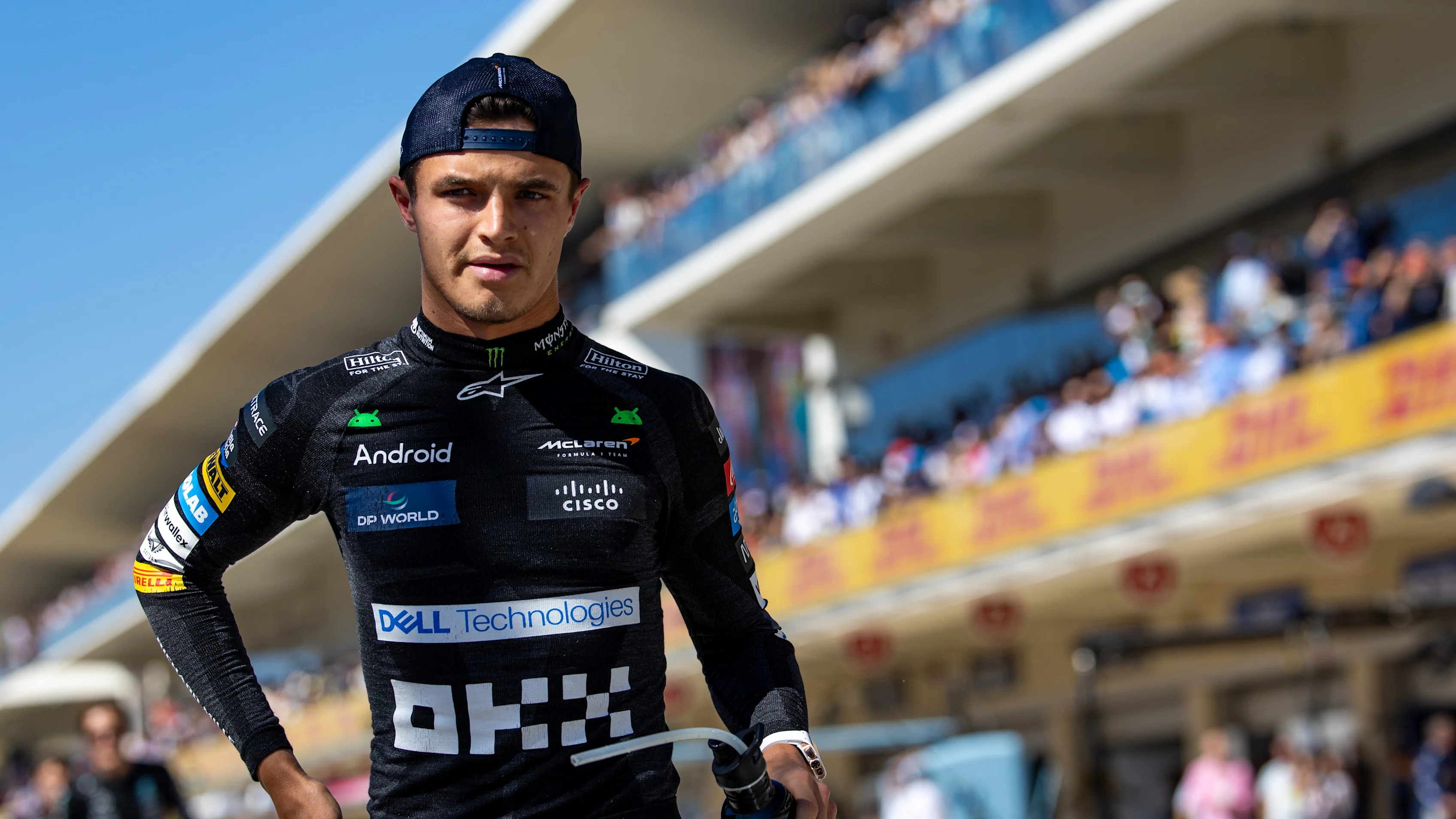 AUSTIN, TEXAS - OCTOBER 19: Third placed Lando Norris of Great Britain and McLaren talks to the