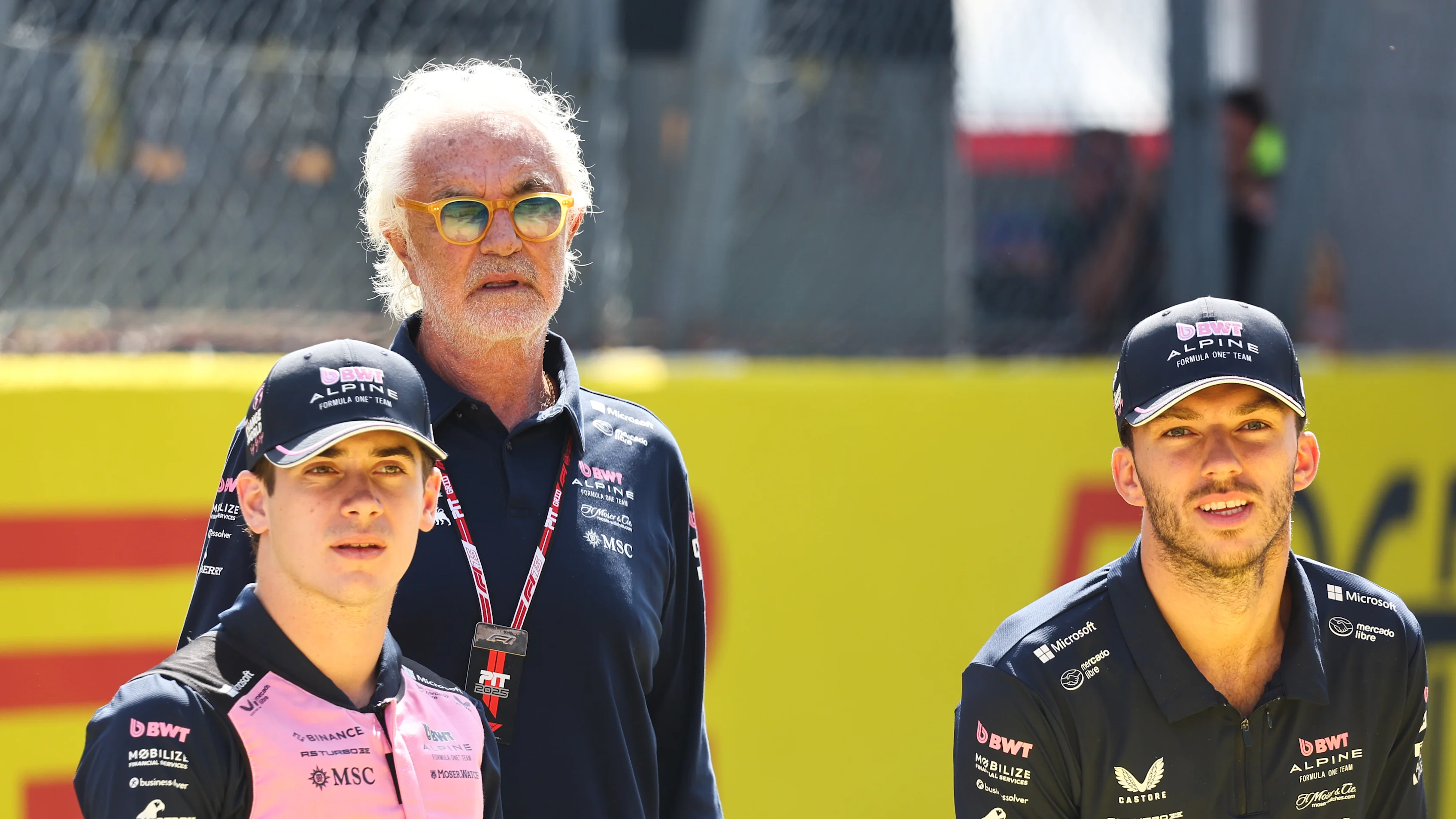 Flavio Briatore, Franco Colapinto and Pierre Gasly of Alpine ahead of the Formula 1 Italian Grand
