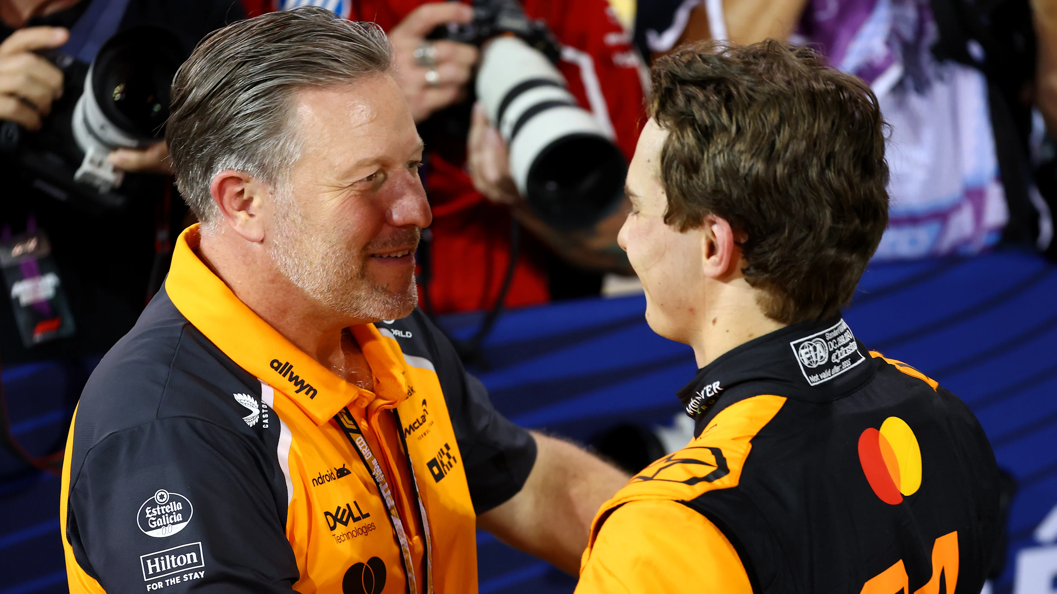 BAHRAIN, BAHRAIN - APRIL 12: Zak Brown, Chief Executive Officer of McLaren and Pole position