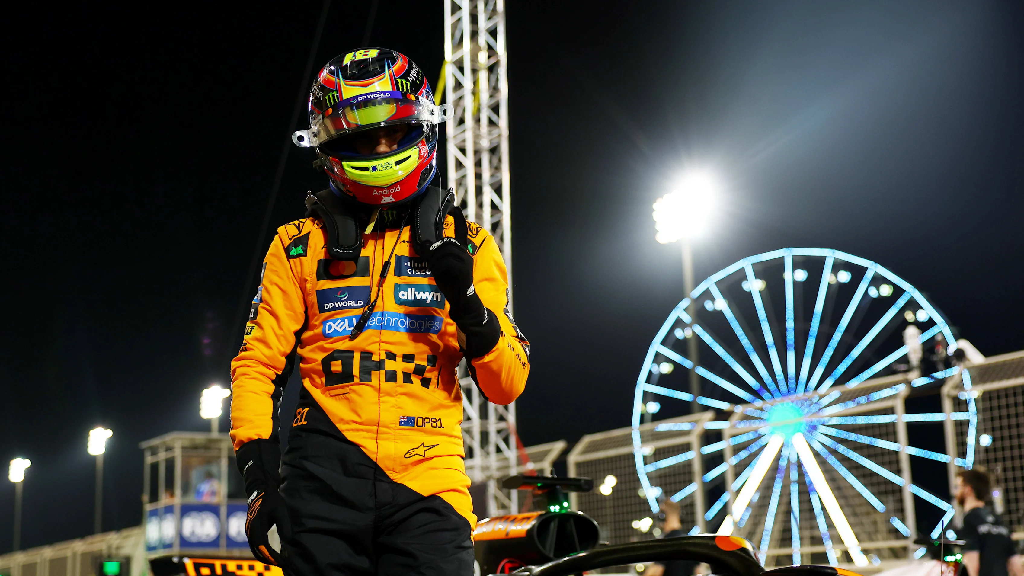 BAHRAIN, BAHRAIN - APRIL 12: Pole position qualifier Oscar Piastri of Australia and McLaren