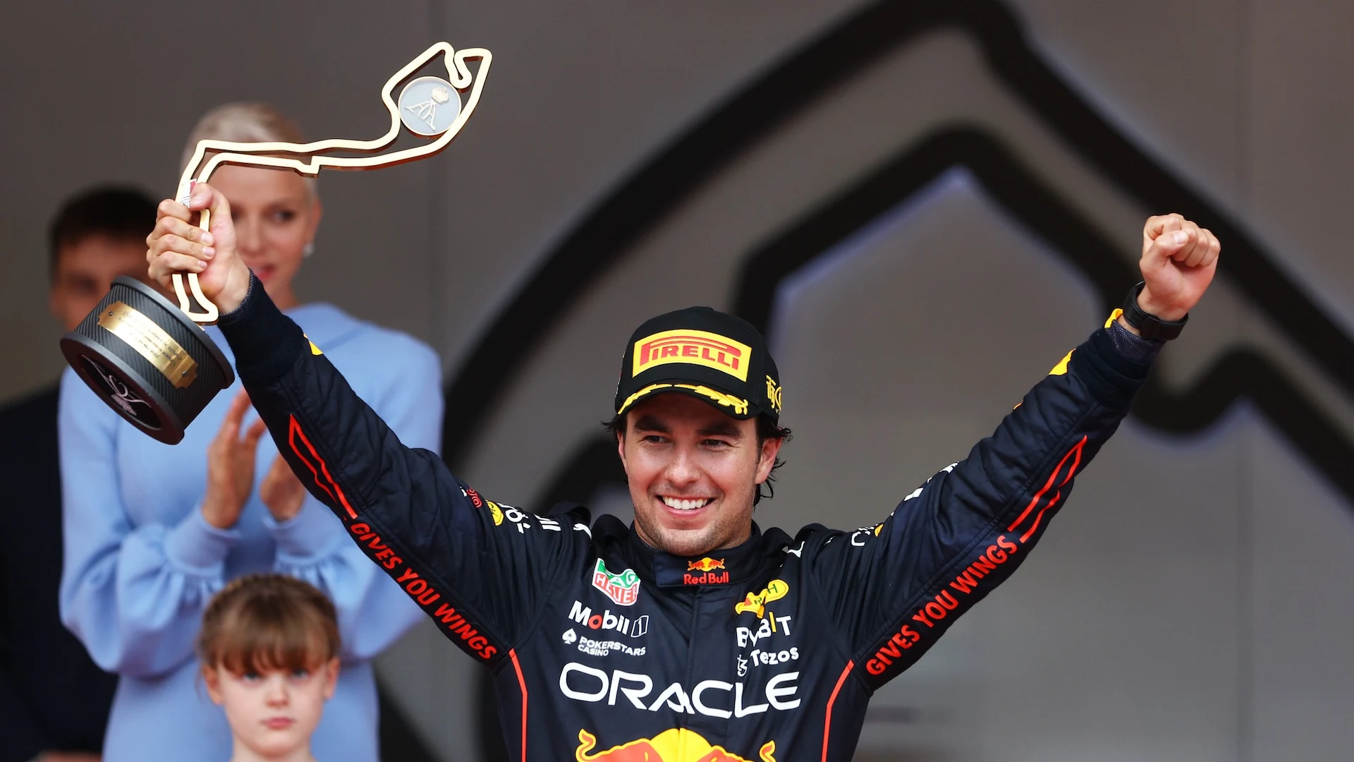 MONTE-CARLO, MONACO - MAY 29: Race winner Sergio Perez of Mexico and Oracle Red Bull Racing