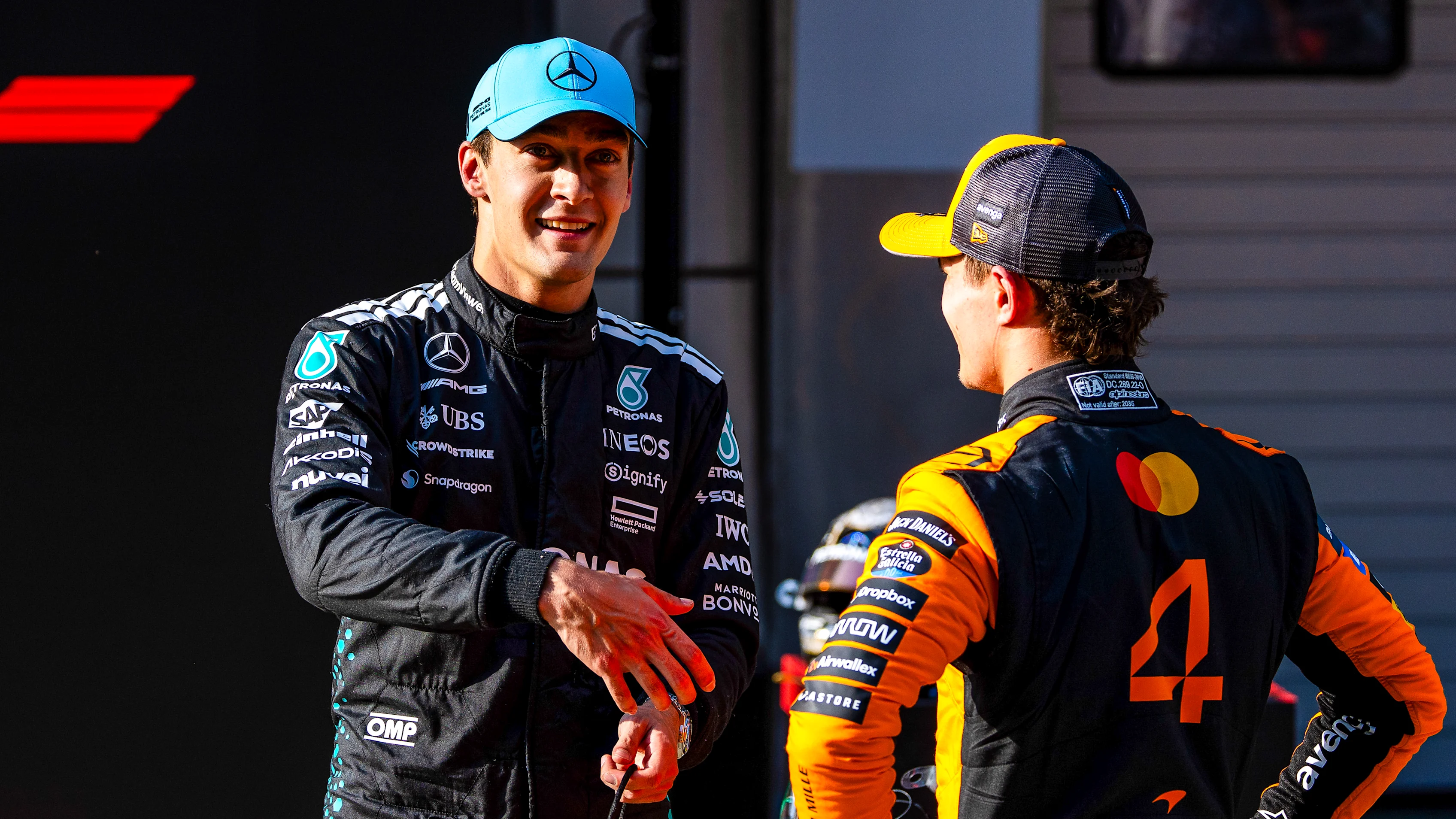 SHANGHAI, CHINA - MARCH 22: Second placed qualifier George Russell of Great Britain and Mercedes