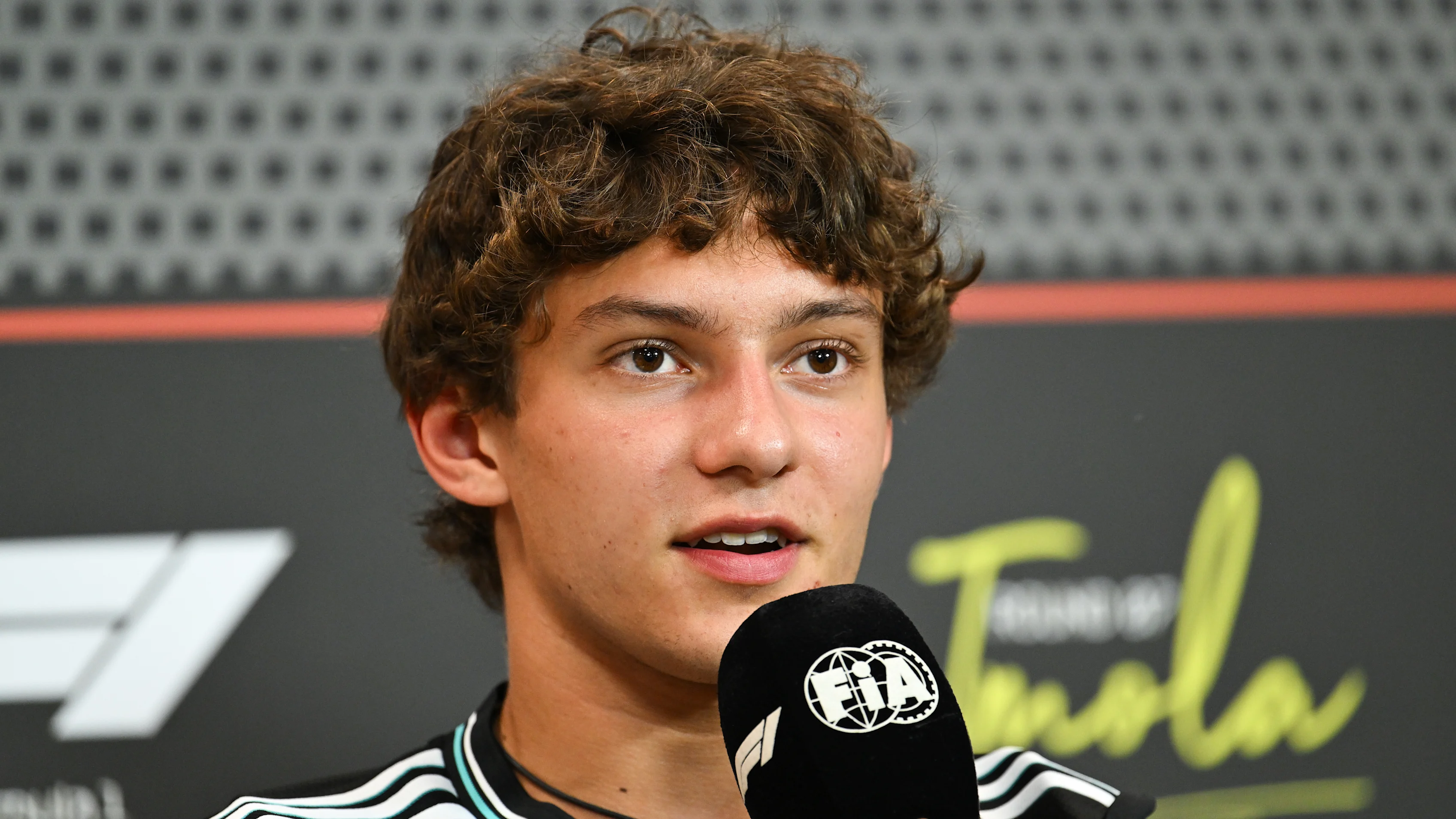 IMOLA, ITALY - MAY 15: Andrea Kimi Antonelli of Italy and Mercedes AMG Petronas F1 Team speaks in