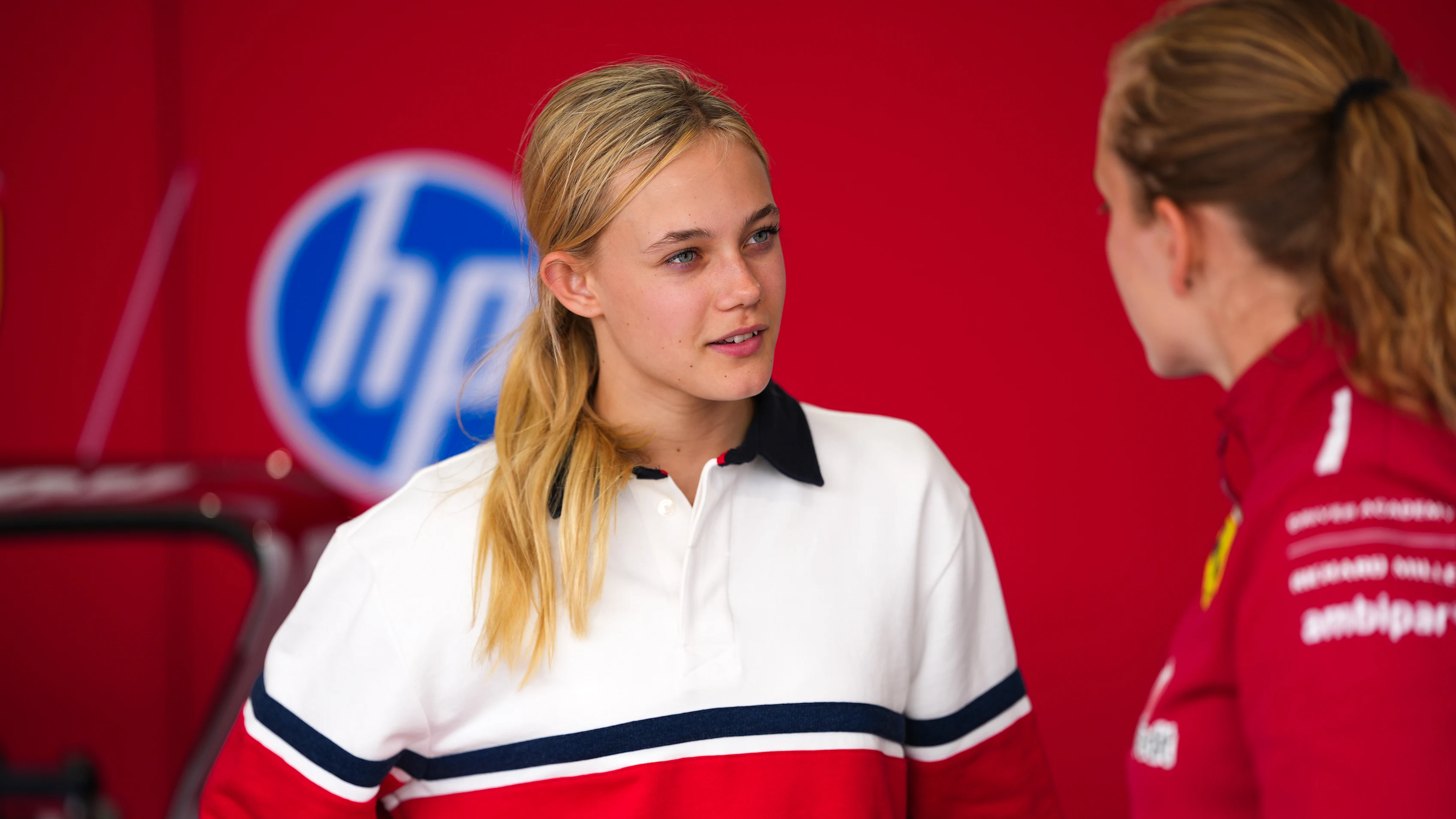 MONTREAL, QUEBEC - JUNE 12: Alba Larsen of Denmark and MP Motorsport (12) talks with Maya Weug of