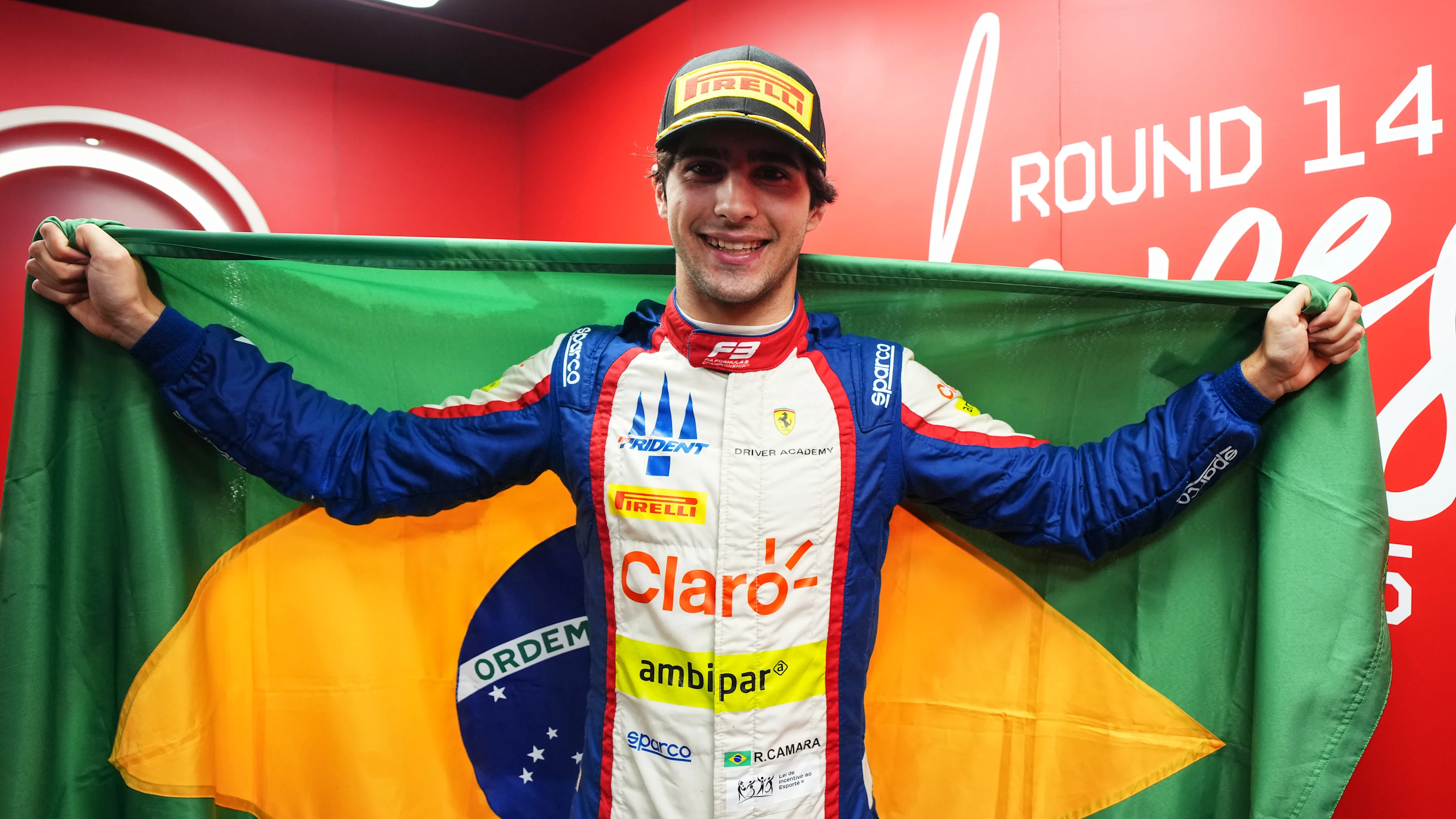 BUDAPEST, HUNGARY - AUGUST 03: F3 Drivers champion and Race winner Rafael Camara of Brazil and