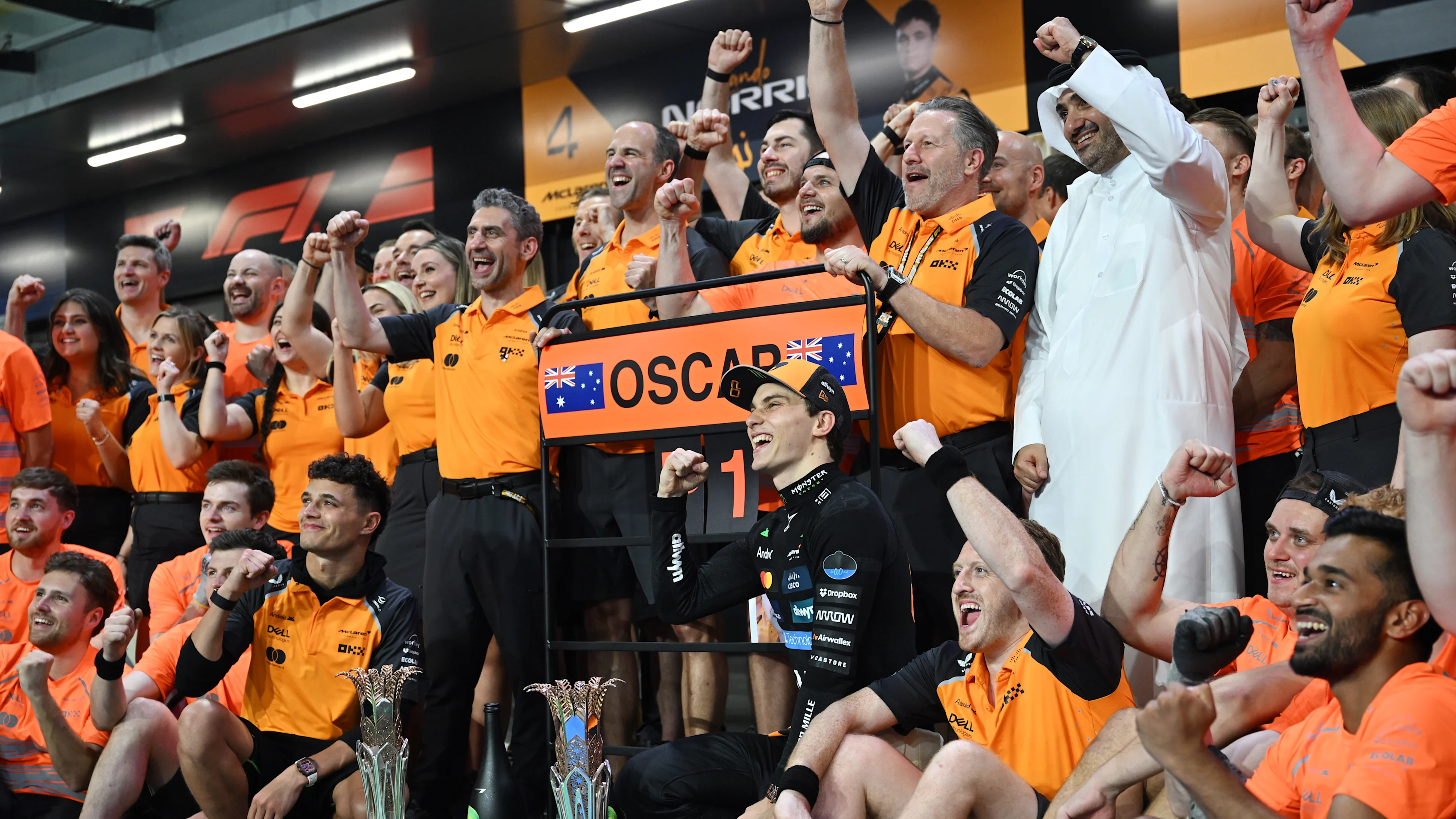 JEDDAH, SAUDI ARABIA - APRIL 18: Oscar Piastri of Australia and McLaren and Lando Norris of Great