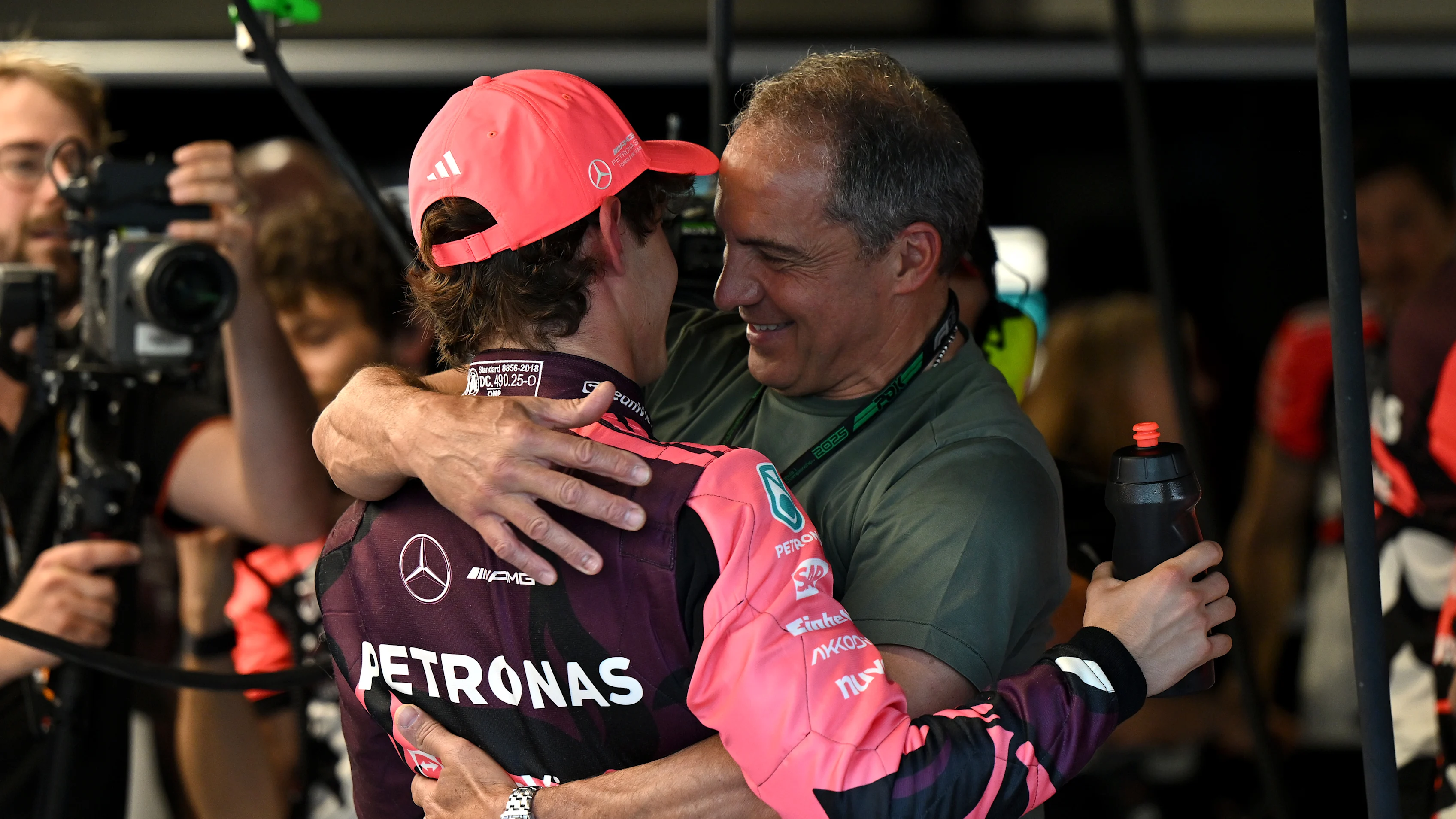 MIAMI, FLORIDA - MAY 02: Sprint Pole qualifier Andrea Kimi Antonelli of Italy and Mercedes AMG