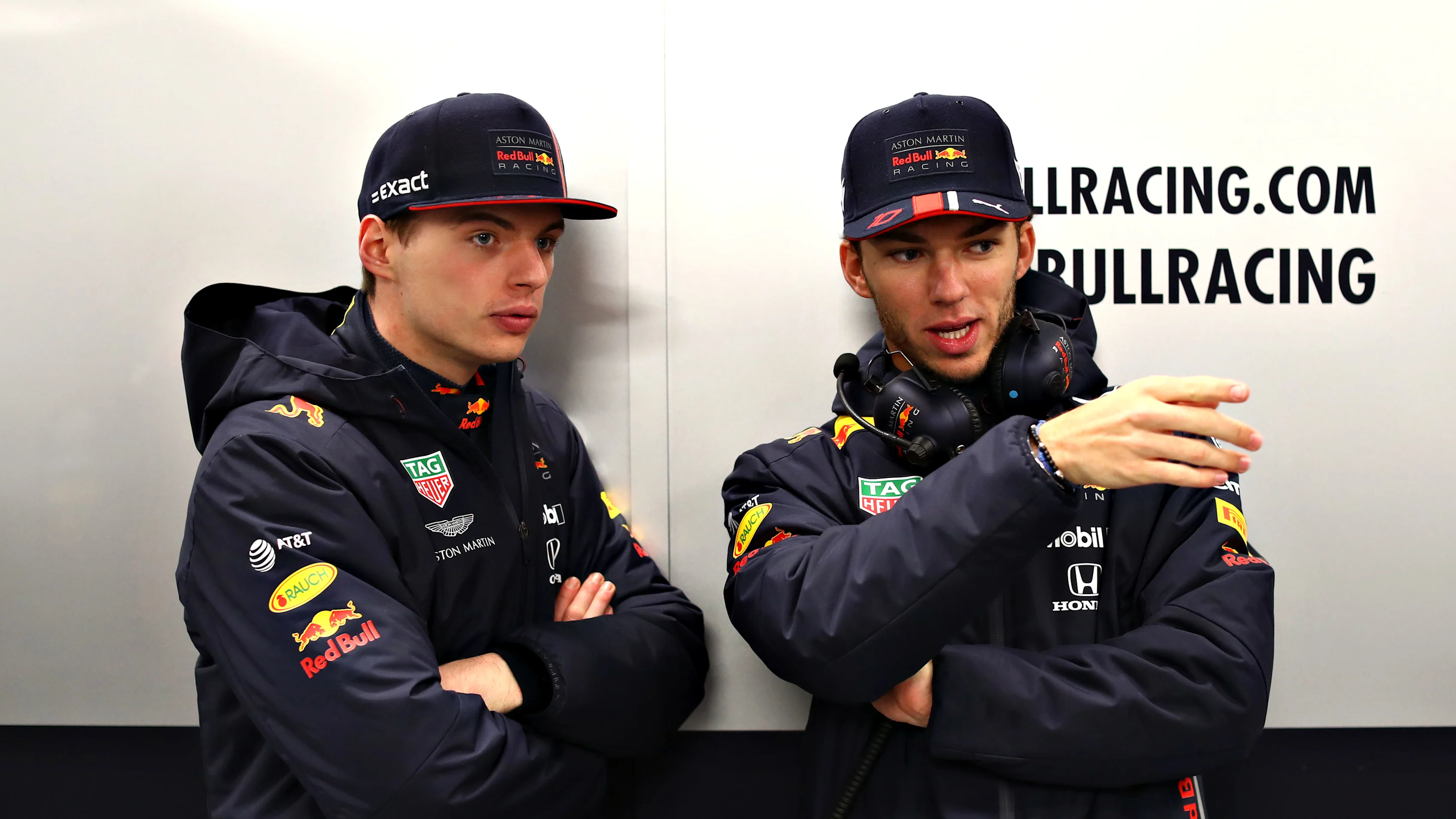 NORTHAMPTON, ENGLAND - FEBRUARY 13: Max Verstappen of Netherlands and Red Bull Racing and Pierre