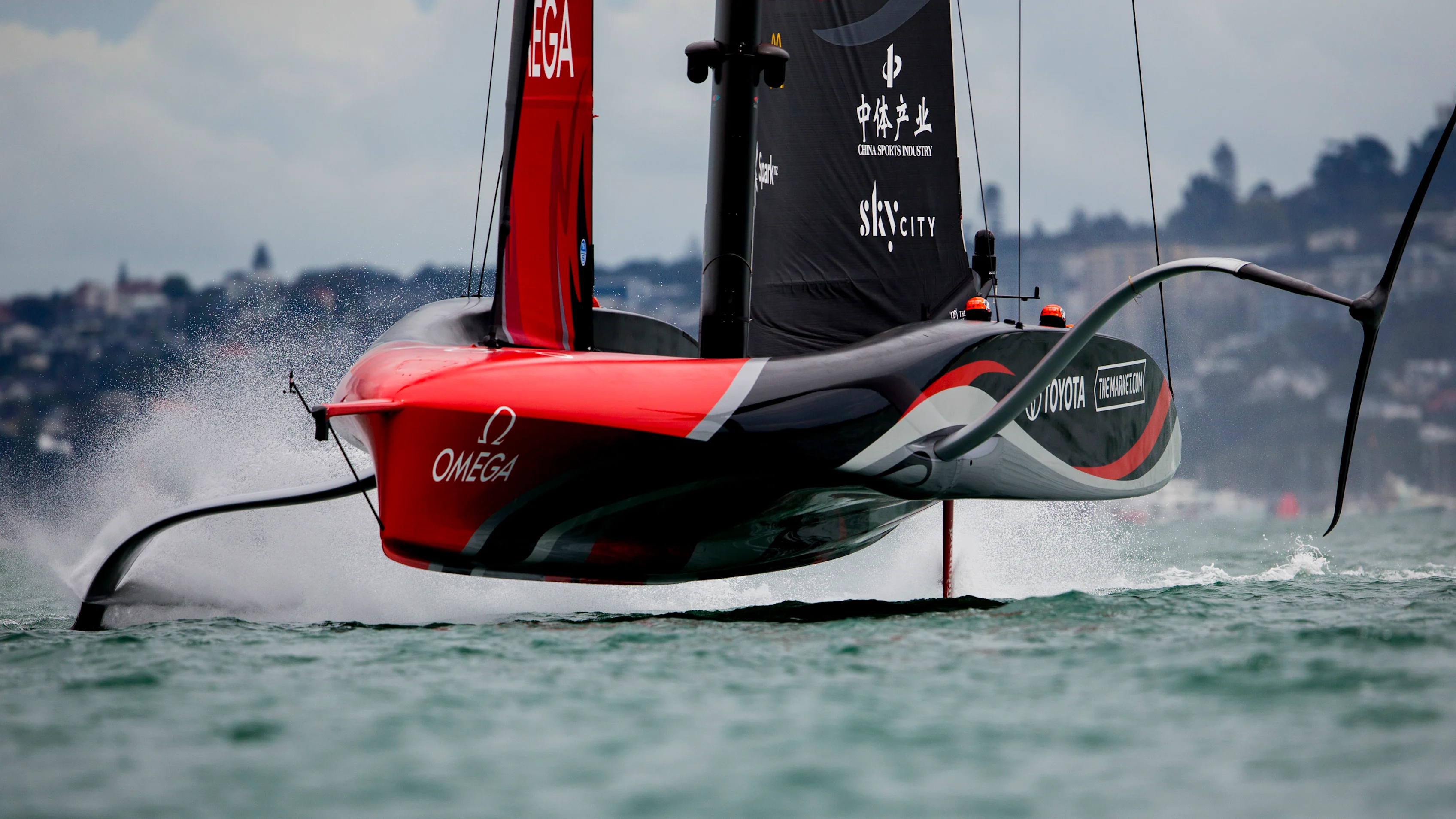 AUCKLAND, NEW ZEALAND - MARCH 16: Emirates Team New Zealand competes against Luna Rossa Prada