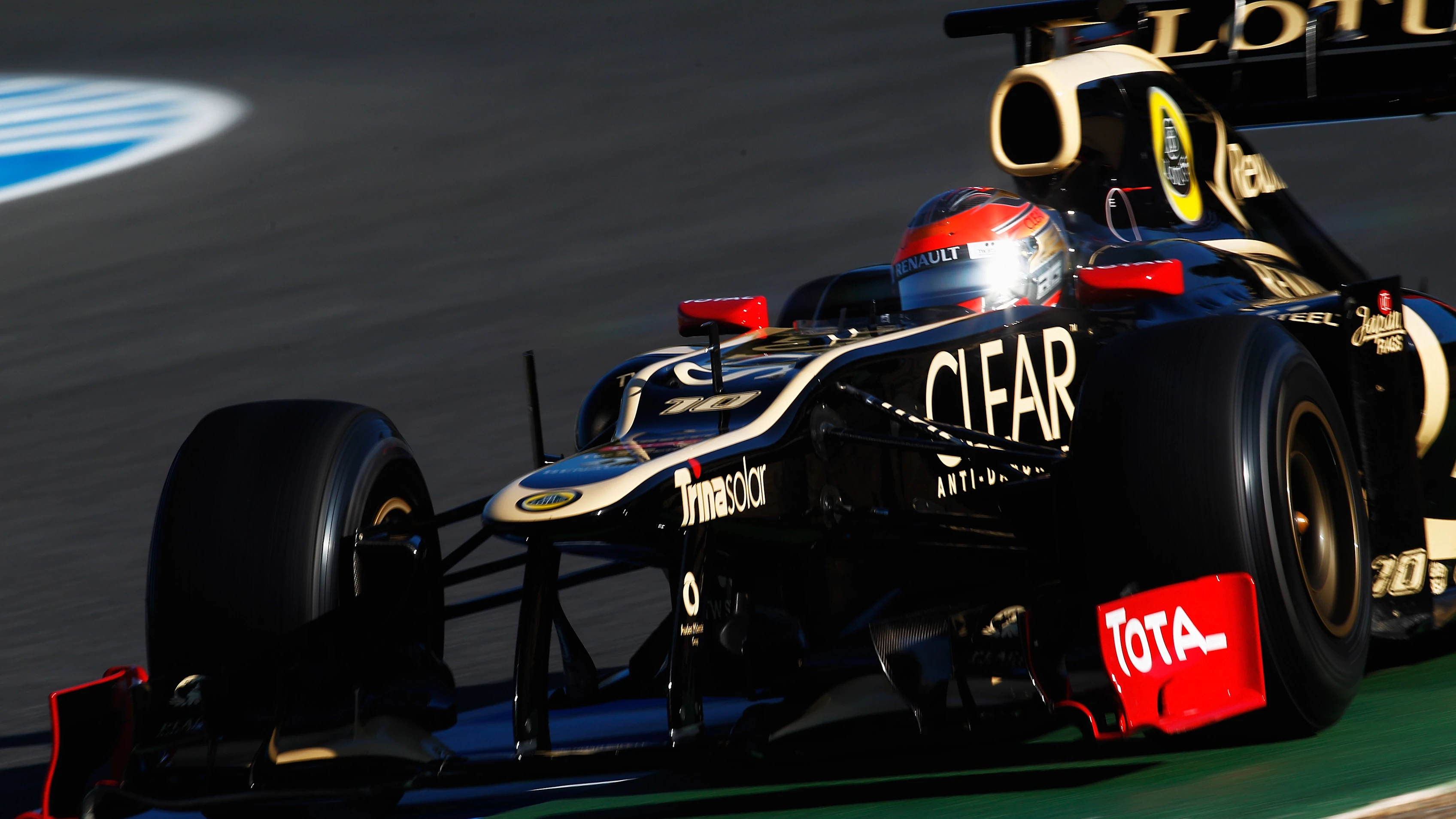 JEREZ DE LA FRONTERA, SPAIN - FEBRUARY 10:  Romain Grosjean of France and Lotus drives during day