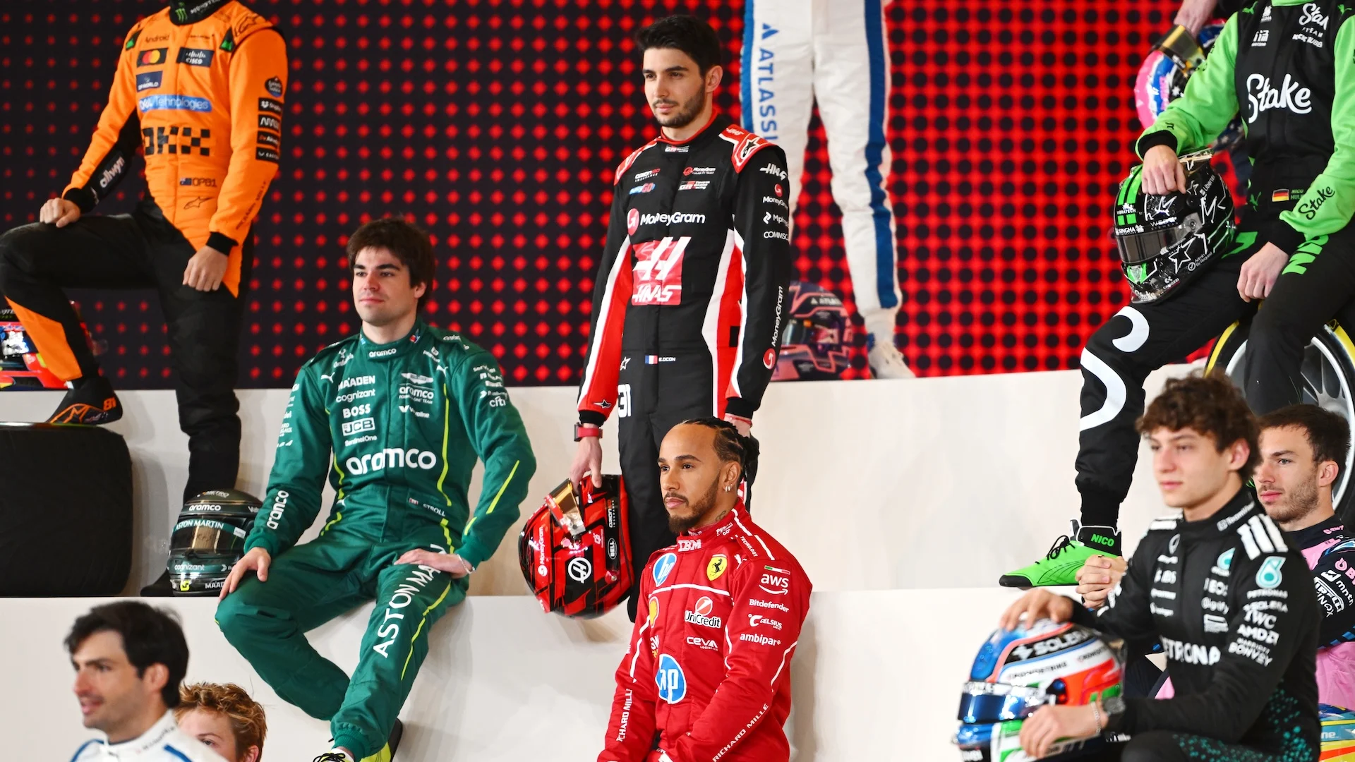 BAHRAIN, BAHRAIN - FEBRUARY 26: Lance Stroll of Canada and Aston Martin F1 Team, Esteban Ocon of