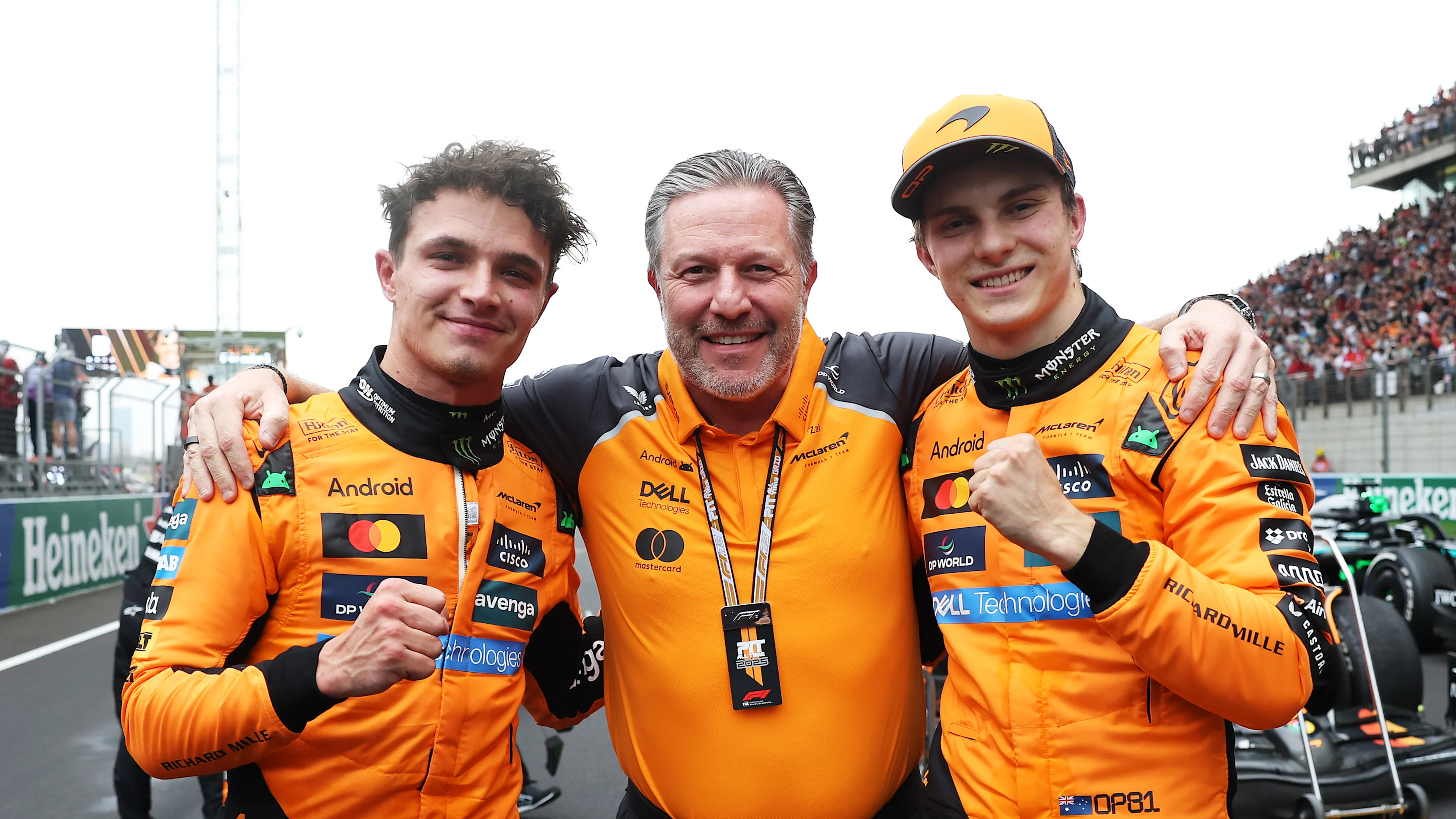 SHANGHAI, CHINA - MARCH 23: Second placed Lando Norris of Great Britain and McLaren Zak Brown,
