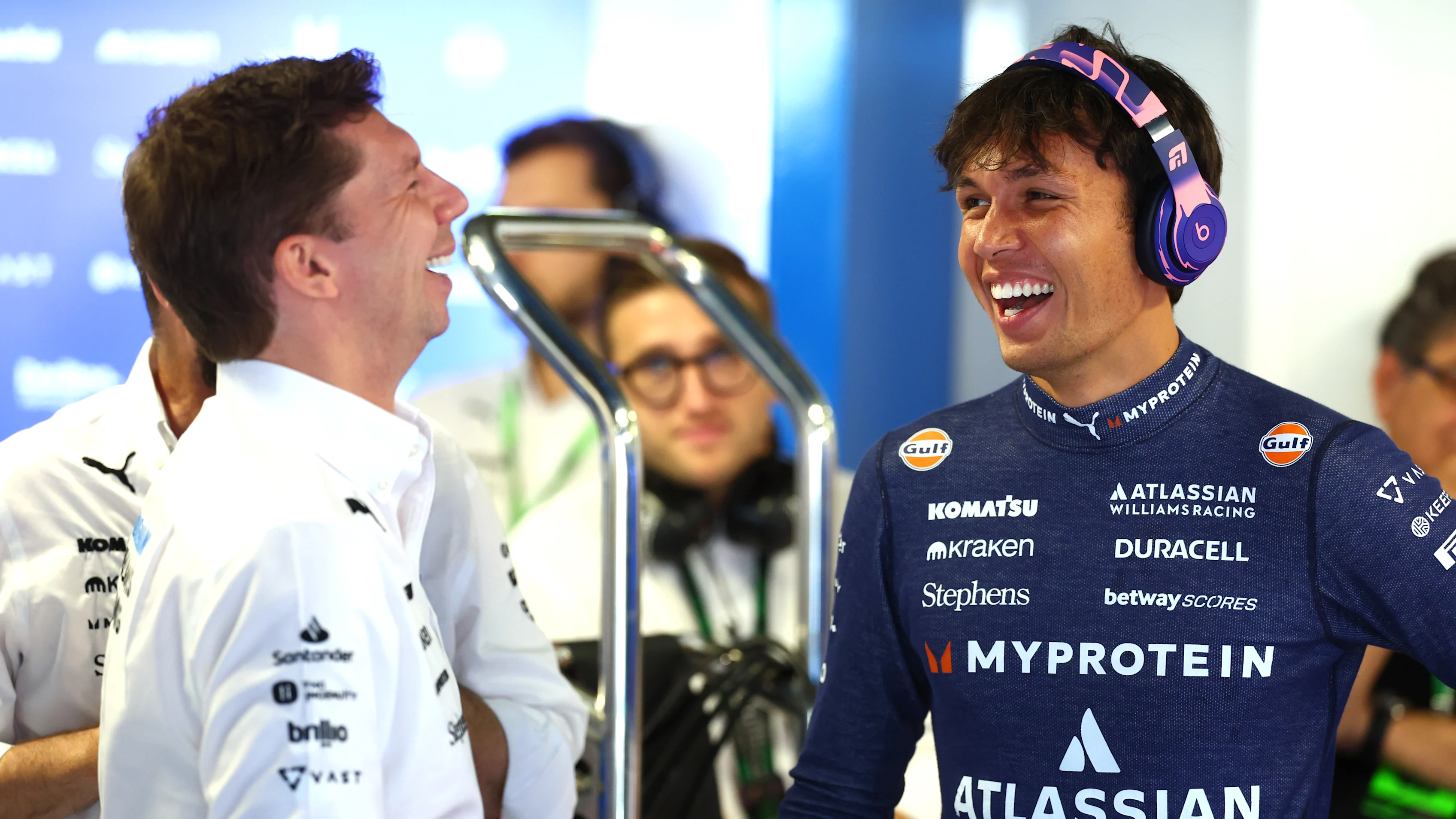MONZA, ITALY - SEPTEMBER 06: James Vowles, Team Principal of Williams and Alexander Albon of