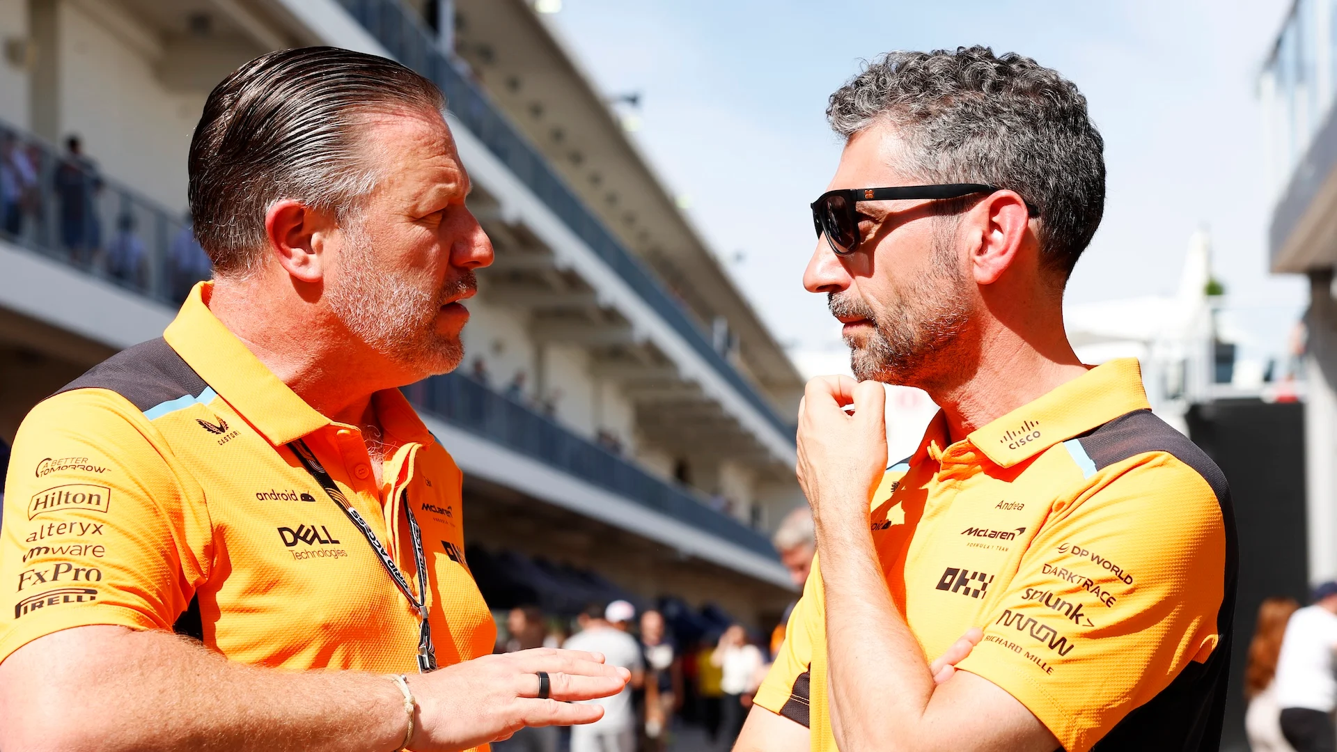 MELBOURNE, AUSTRALIA - MARCH 16: Race winner Lando Norris of Great Britain and McLaren with Andrea