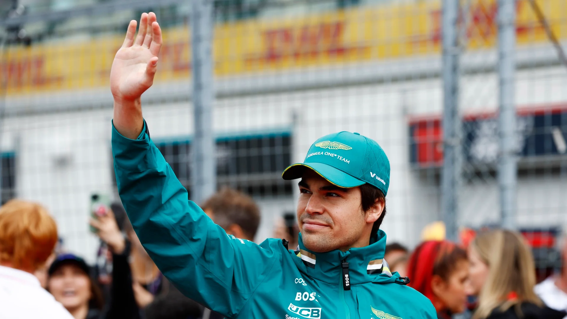 MONTREAL, CANADA - JUNE 09: Lance Stroll, Aston Martin F1 Team, waves at the crowds ahead of the