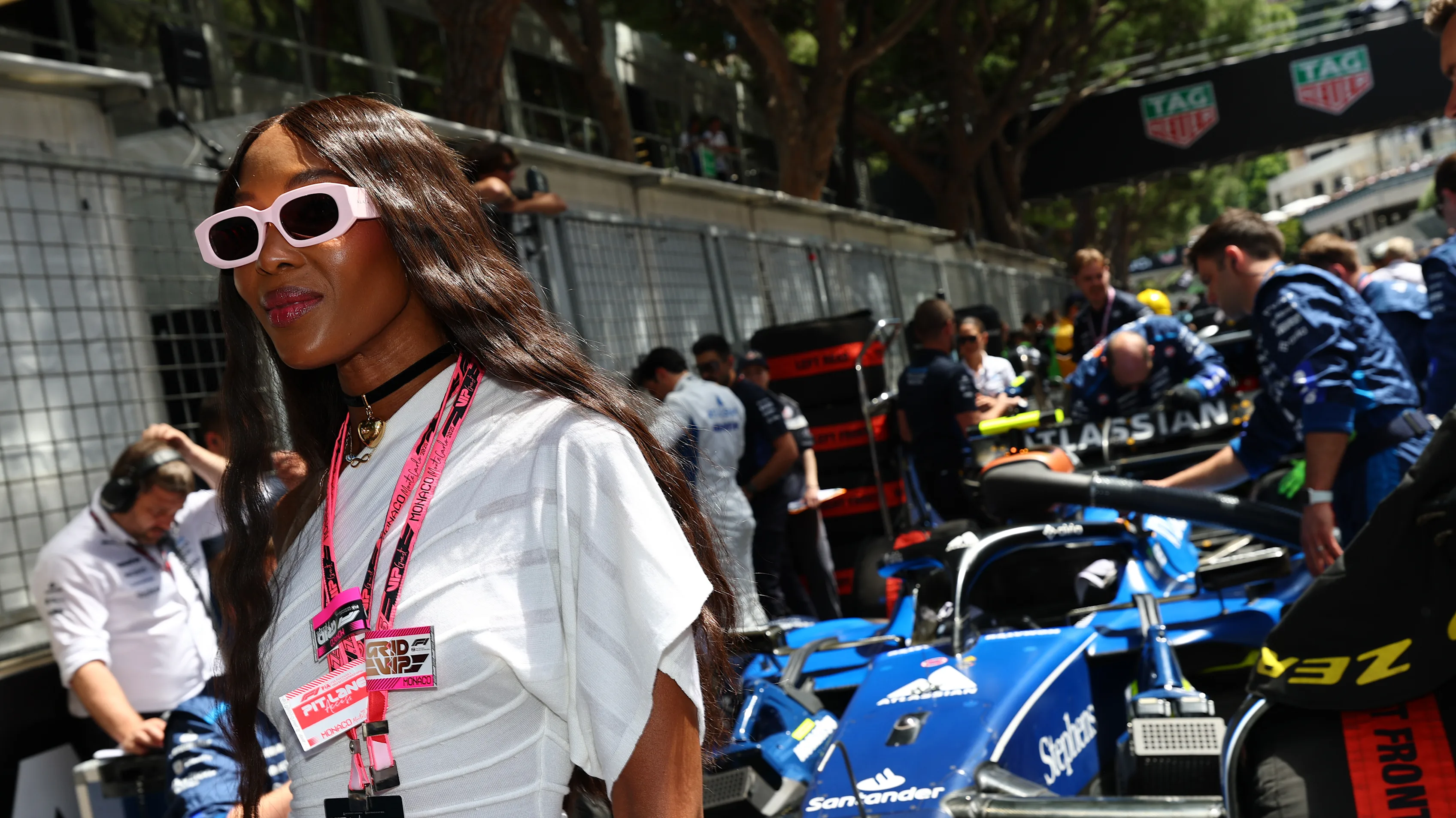 Naomi Campbell on the Monaco Grand Prix grid