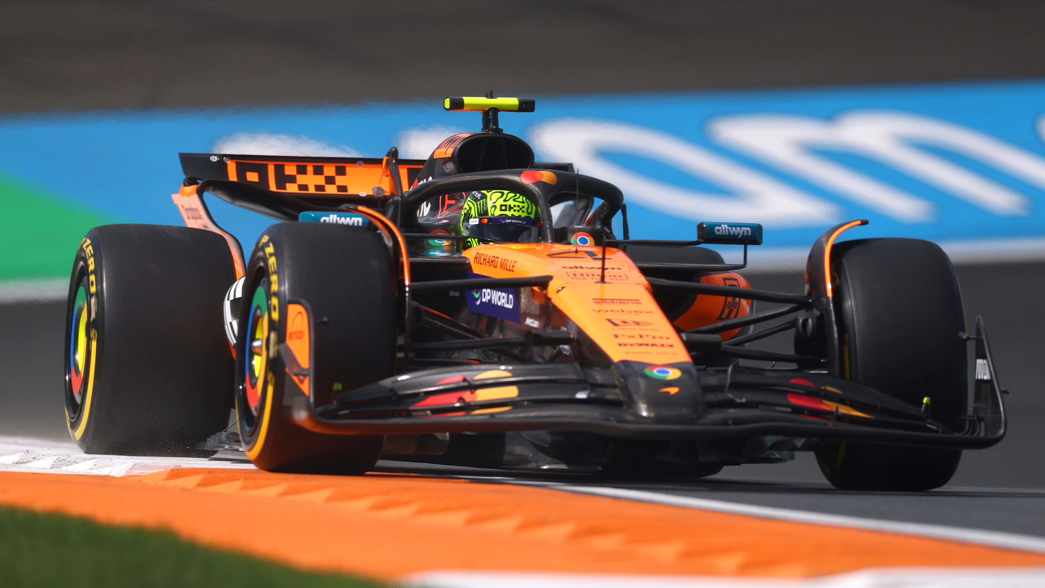 ZANDVOORT, NETHERLANDS - AUGUST 29: Lando Norris of Great Britain driving the (4) McLaren MCL39