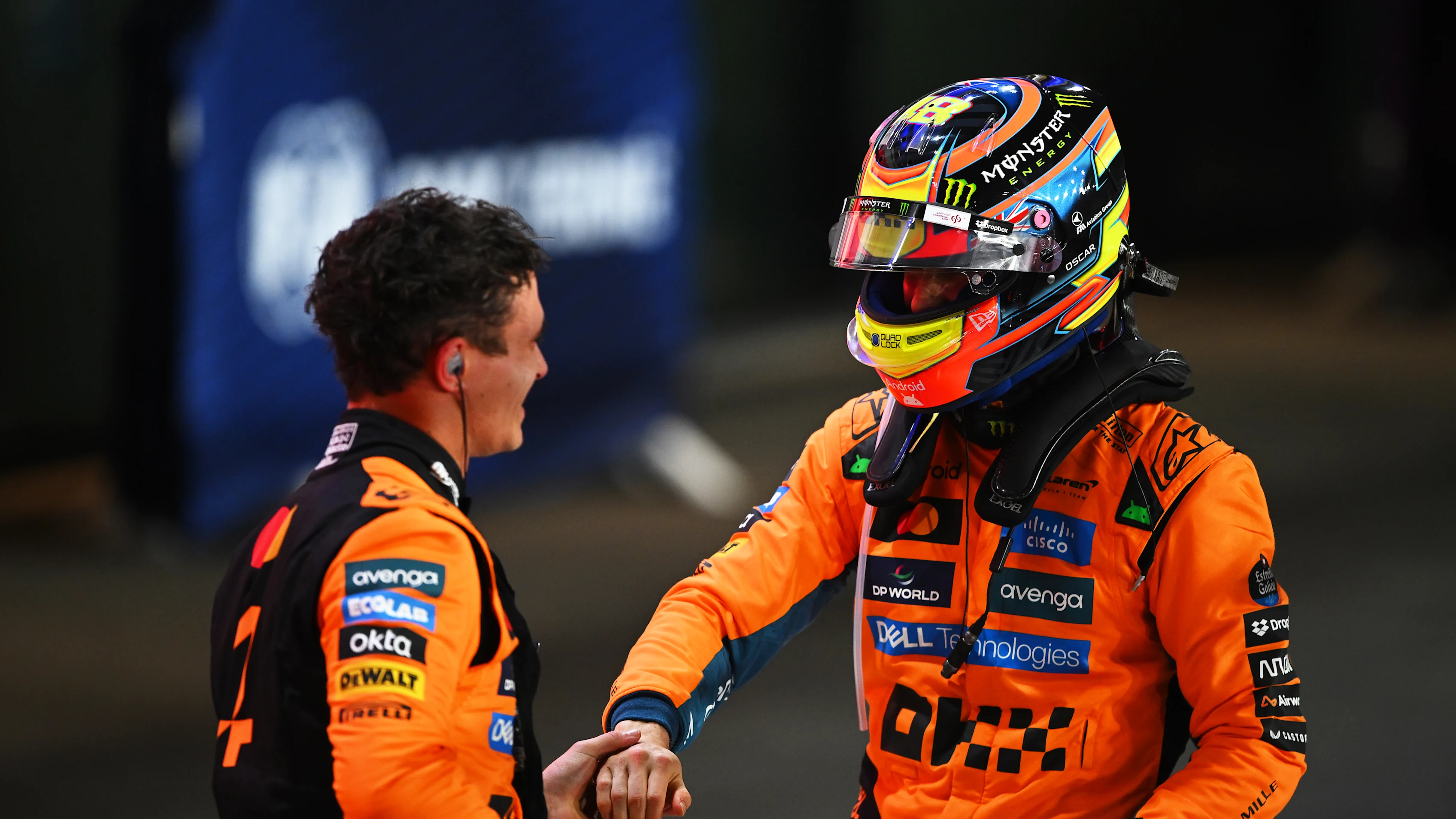 LUSAIL CITY, QATAR - NOVEMBER 29: Sprint winner Oscar Piastri of Australia and McLaren and Third