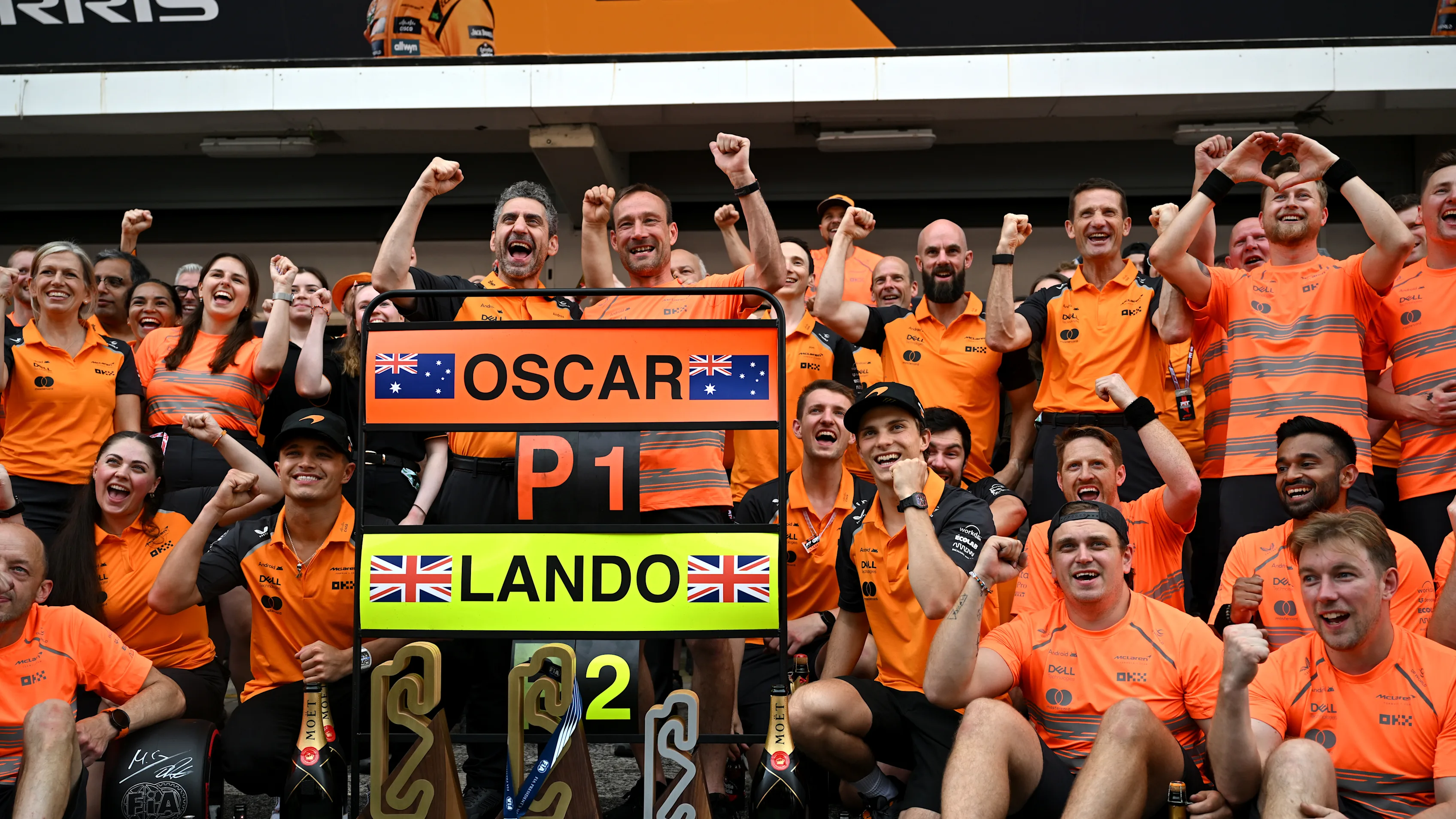 BARCELONA, SPAIN - JUNE 01: Race winner Oscar Piastri of Australia and McLaren Second placed Lando