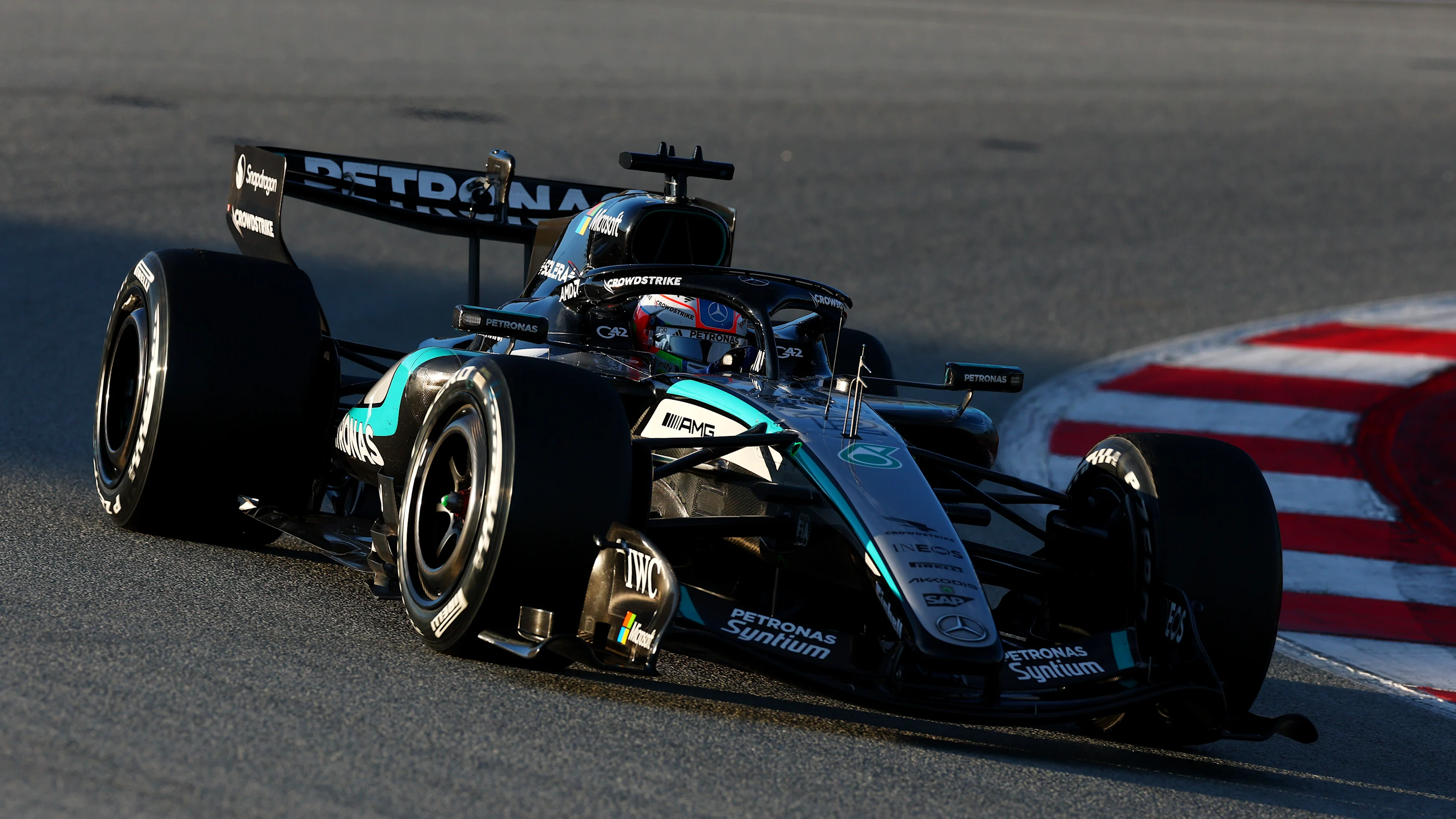 MONTMELO, SPAIN - JANUARY 28: Andrea Kimi Antonelli of Italy driving the (12) Mercedes AMG Petronas