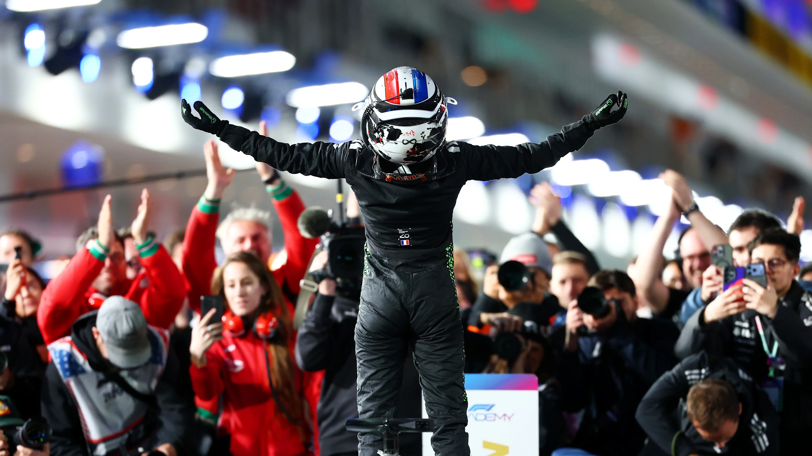 LAS VEGAS, NEVADA - NOVEMBER 22: 2025 F1 Academy champion and 5th placed Doriane Pin of France and