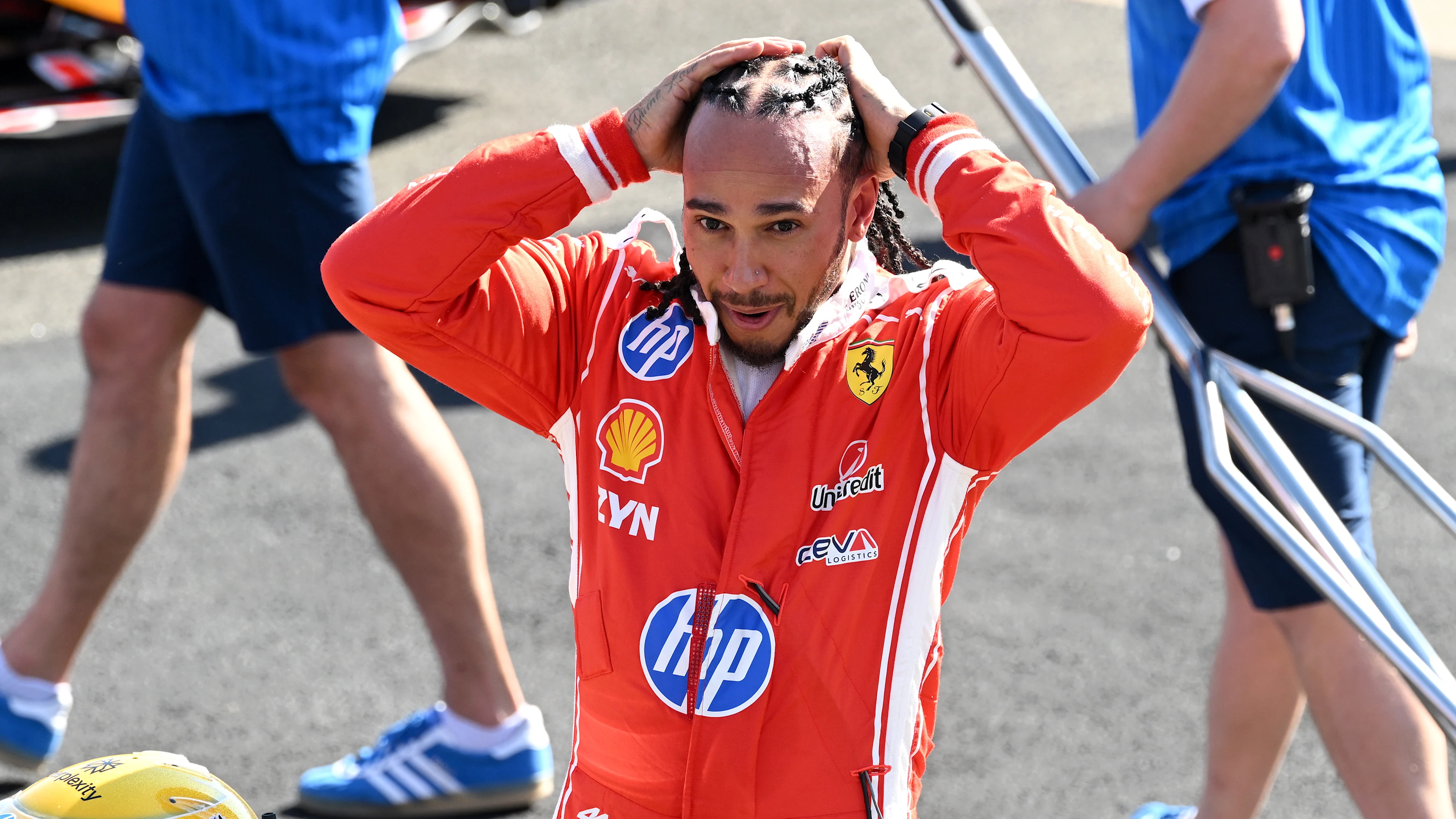 NORTHAMPTON, ENGLAND - JULY 03: Sprint Pole qualifier Lewis Hamilton of Great Britain and Scuderia