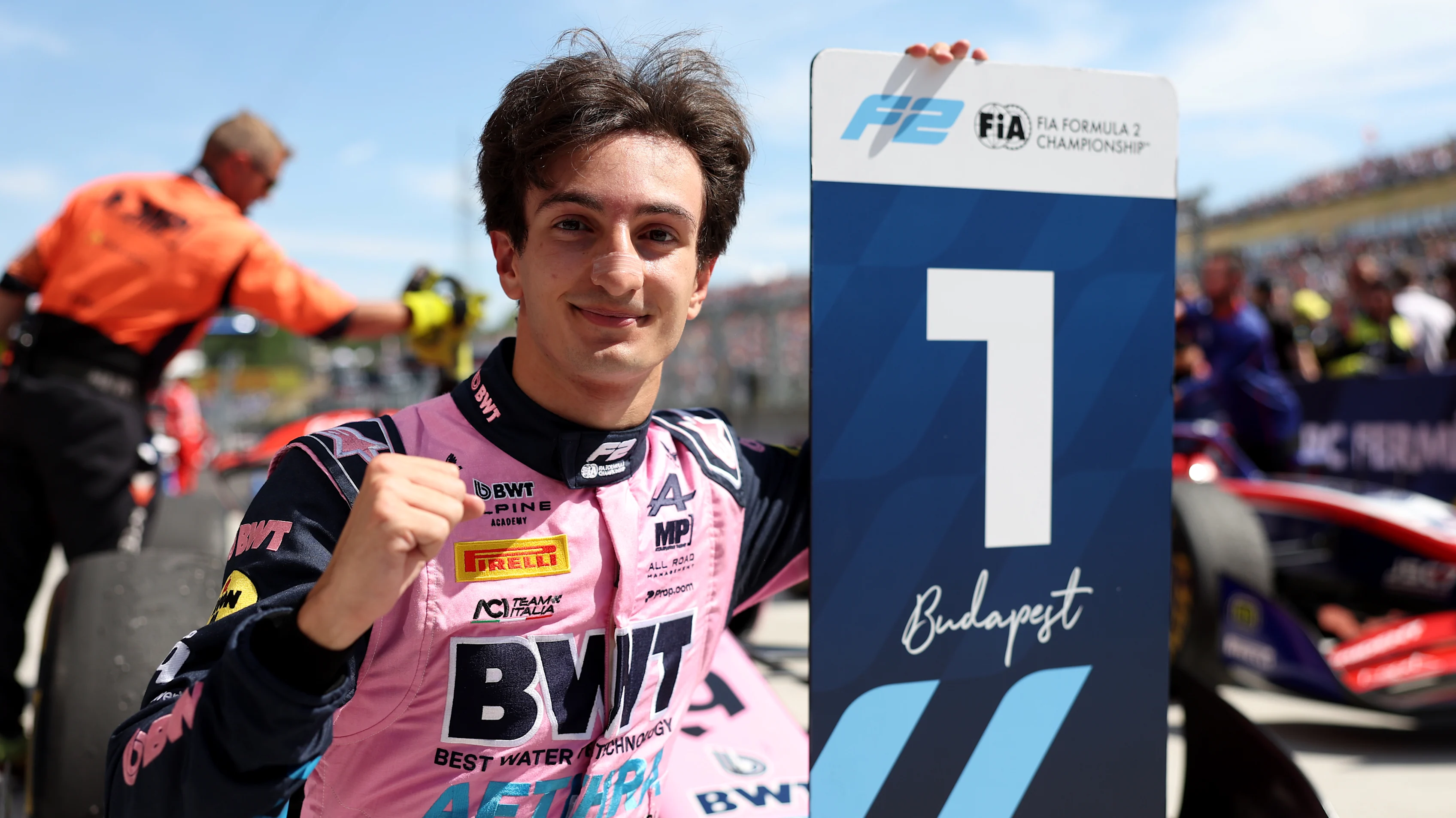 BUDAPEST, HUNGARY - JULY 25: Race winner Gabriele Mini of Italy and MP Motorsport (9) celebrates in