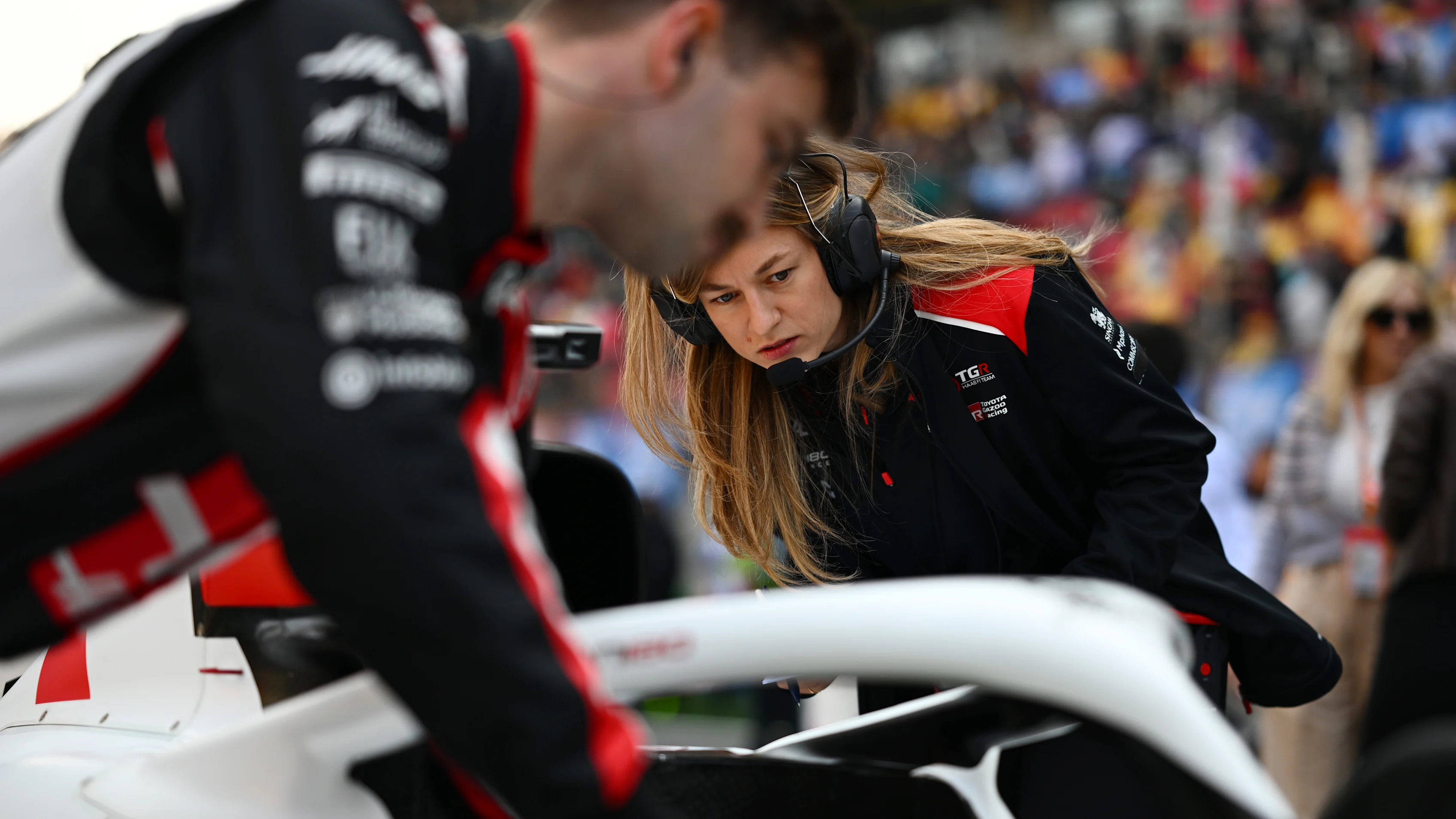 SHANGHAI, CHINA - MARCH 14: Laura Mueller, Race Engineer of Haas F1 on the grid during the Sprint