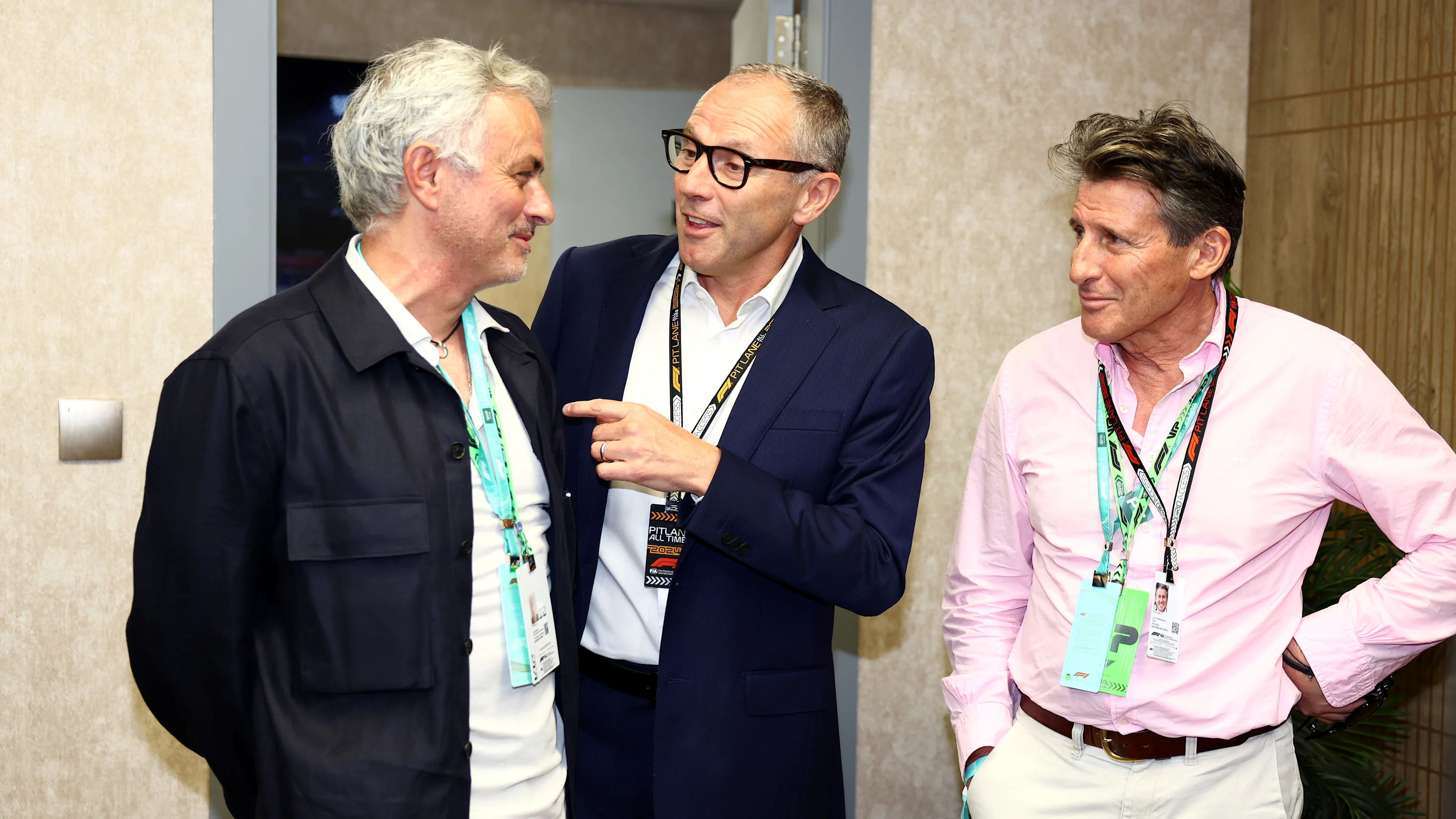 JEDDAH, SAUDI ARABIA - MARCH 09: Jose Mourinho, Stefano Domenicali, CEO of the Formula One Group,