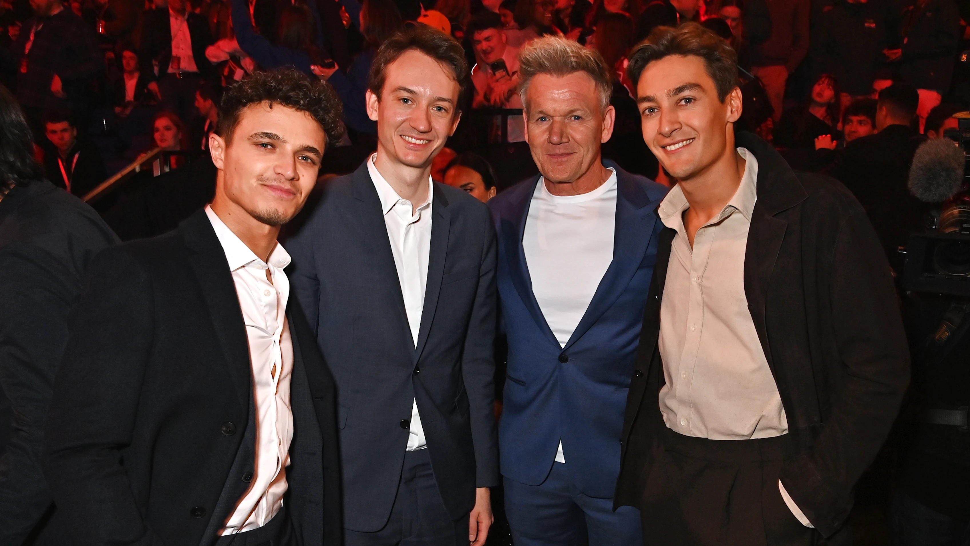 LONDON, ENGLAND - FEBRUARY 18: (L to R) Lando Norris of Great Britain and McLaren, TAG Heuer CEO