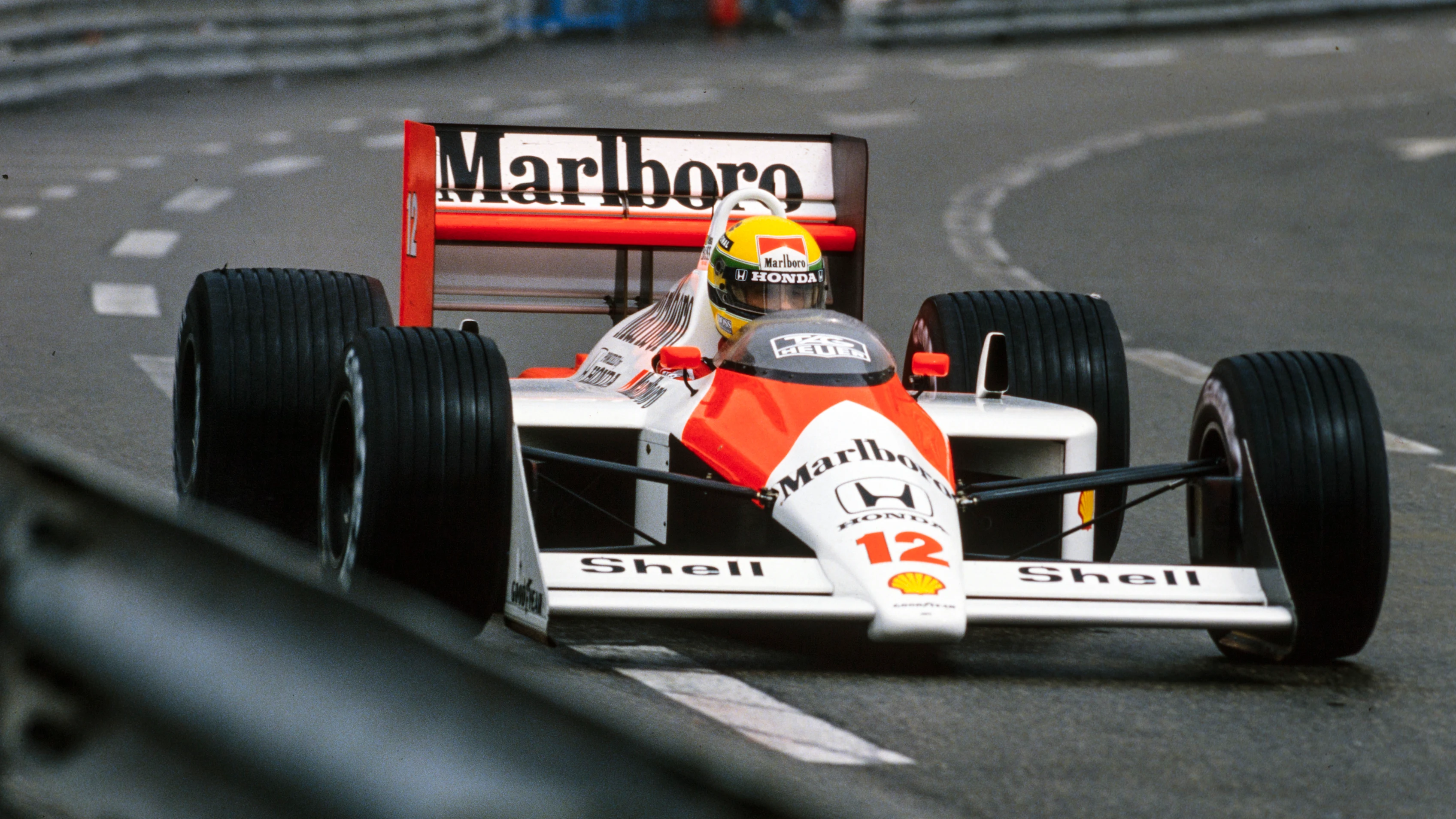 MONTE CARLO, MONACO - MAY 15: Ayrton Senna, McLaren MP4-4 Honda during the Monaco GP at Monte Carlo