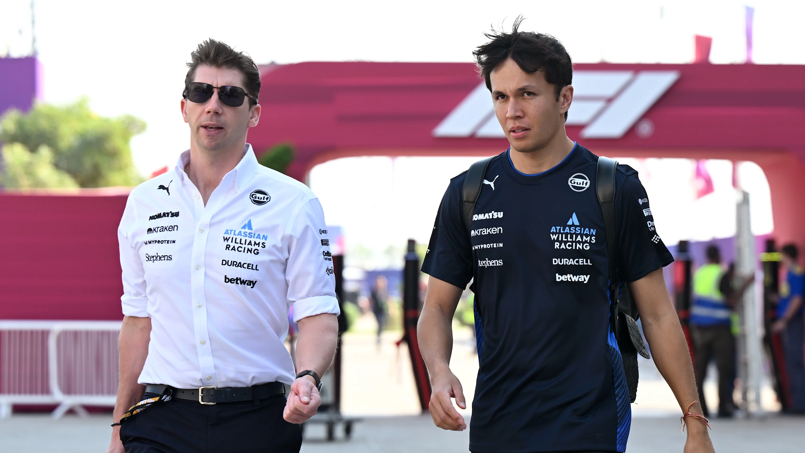 LUSAIL CITY, QATAR - NOVEMBER 27: James Vowles, Team Principal of Williams and Alexander Albon of
