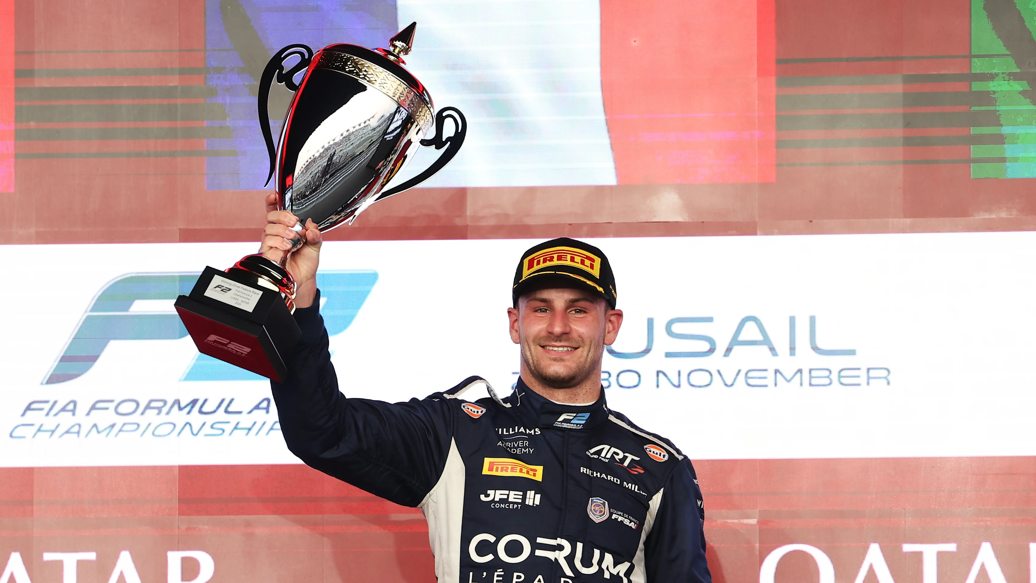 LUSAIL CITY, QATAR - NOVEMBER 30: Race winner Victor Martins of France and ART Grand Prix (14)
