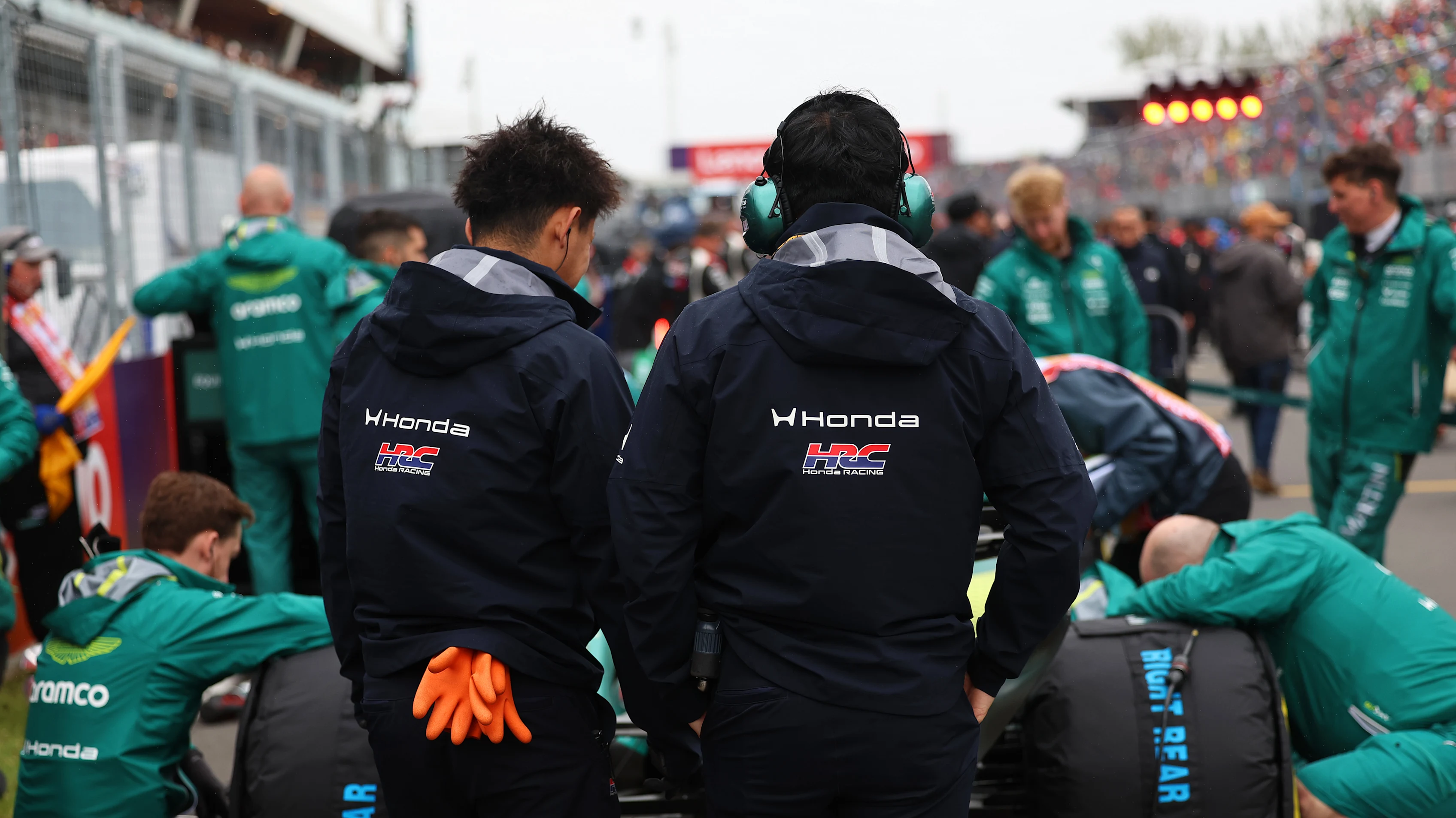 MONTREAL, QUEBEC - MAY 24: Honda Racing team members on the grid prior to the F1 Grand Prix of